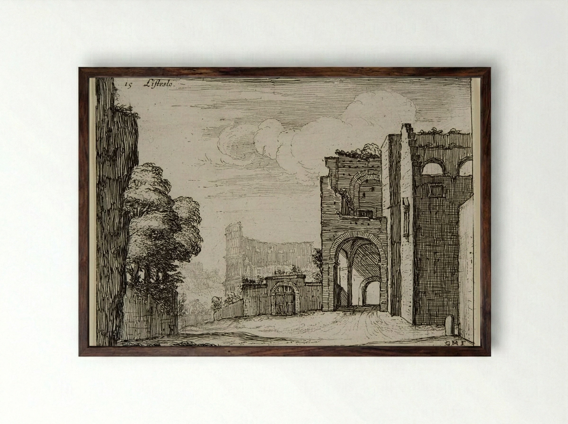 Presso alla Navicella - Giovanni Battista Mercati - Framed Print Dark Wood