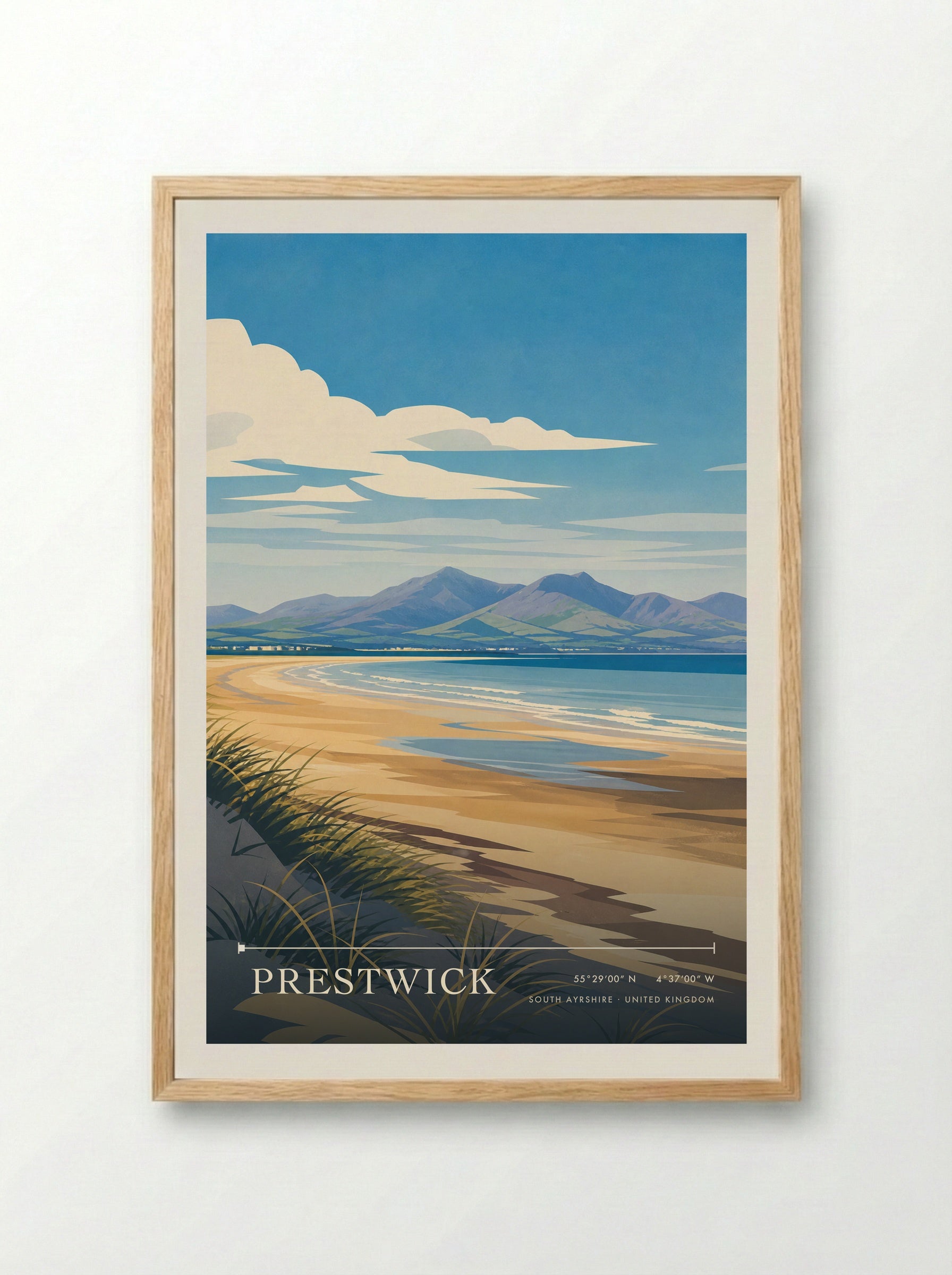 Prestwick South Ayrshire United Kingdom Travel Poster - Framed Print Wood