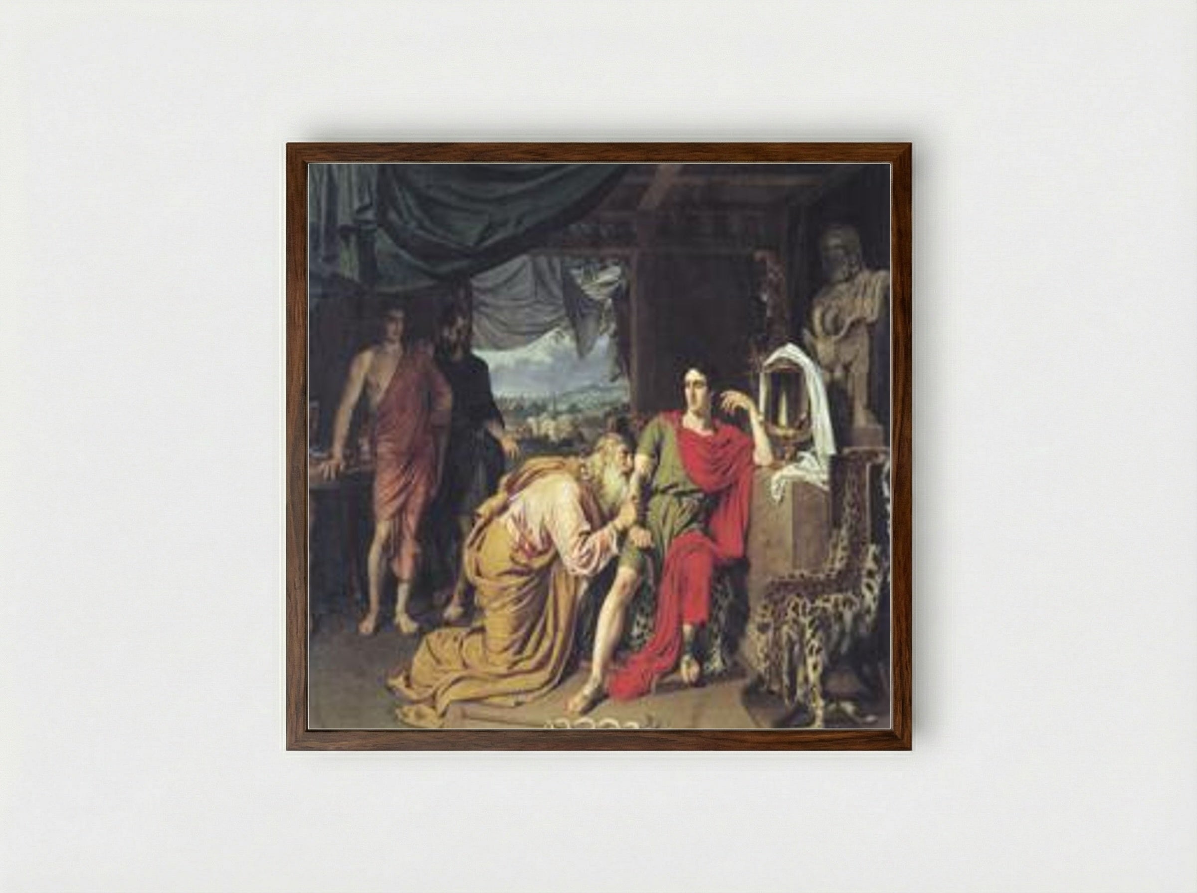 Priam Asking Achilles for the Body of Hector - Alexander Ivanov - Framed Print Dark Wood