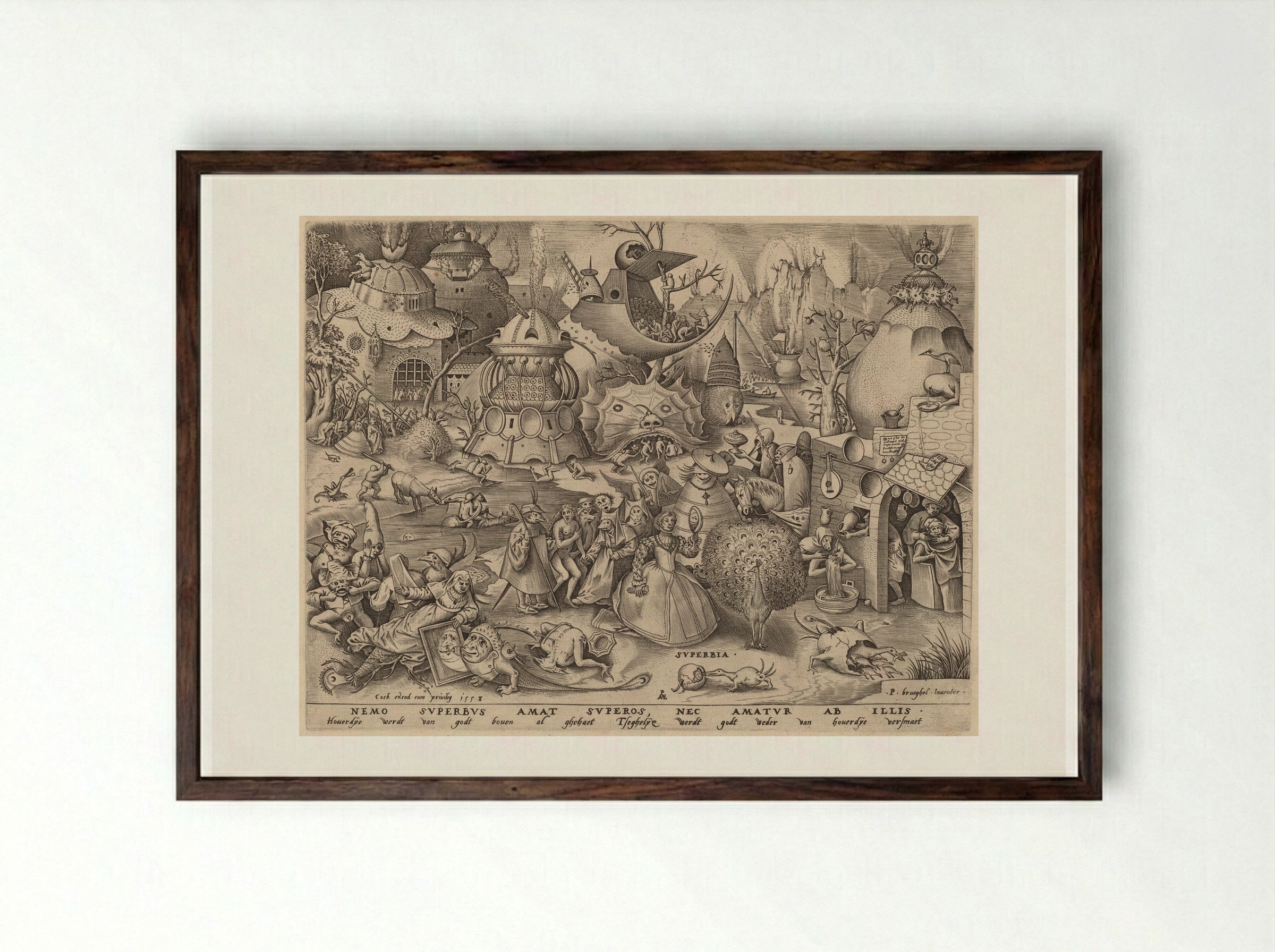 Pride (Superbia) - Pieter Bruegel the Elder - Framed Print Dark Wood