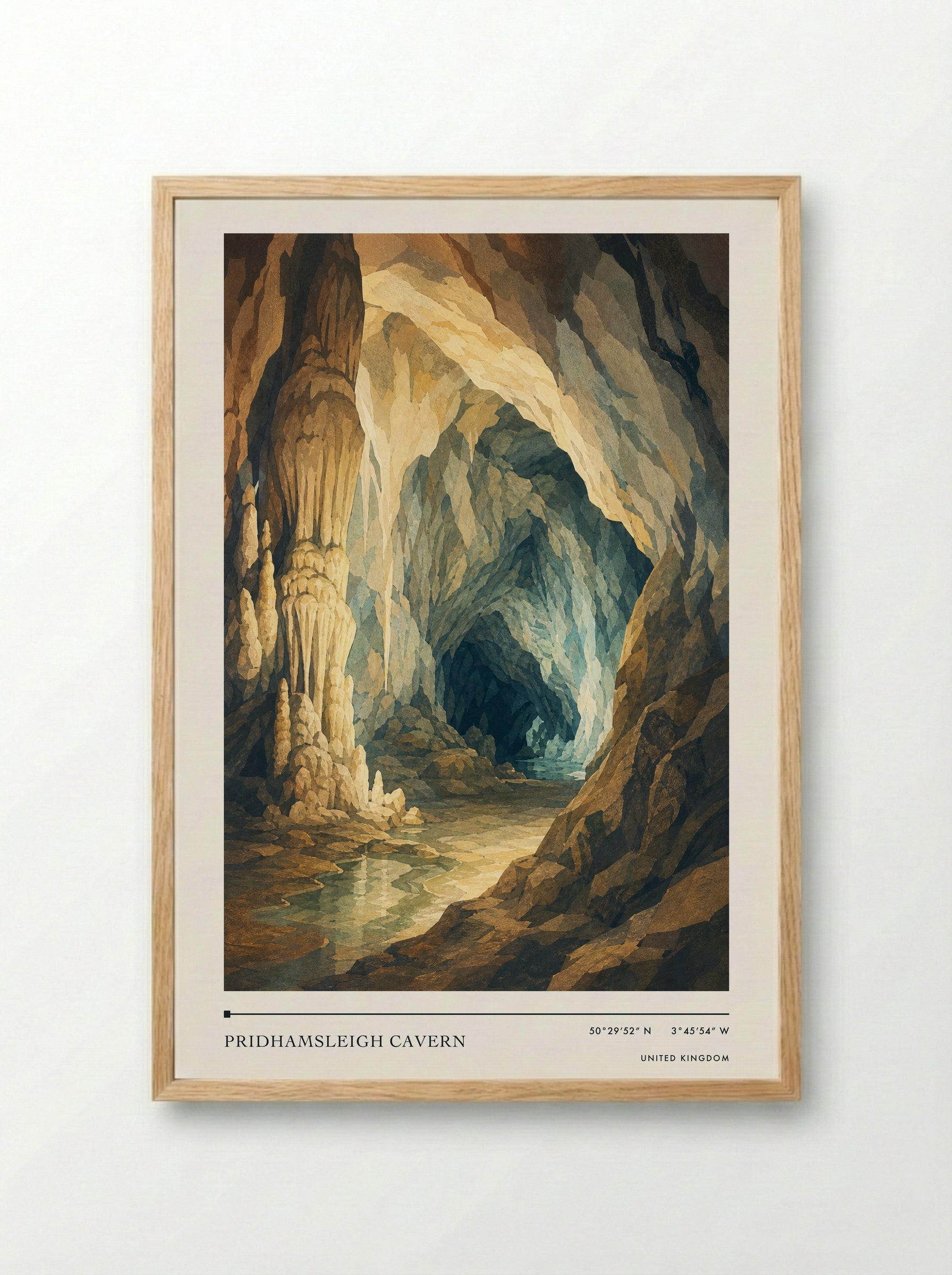 Pridhamsleigh Cavern United Kingdom Travel Poster - Framed Print Wood