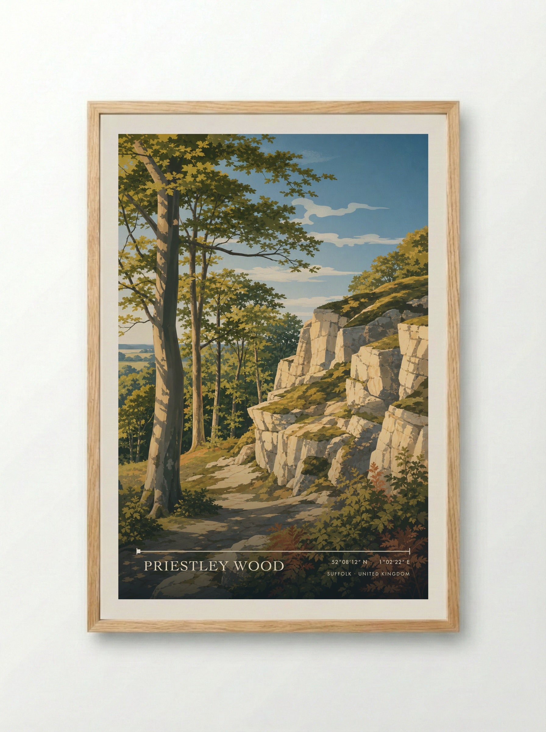 Priestley Wood Suffolk United Kingdom Travel Poster - Framed Print Wood