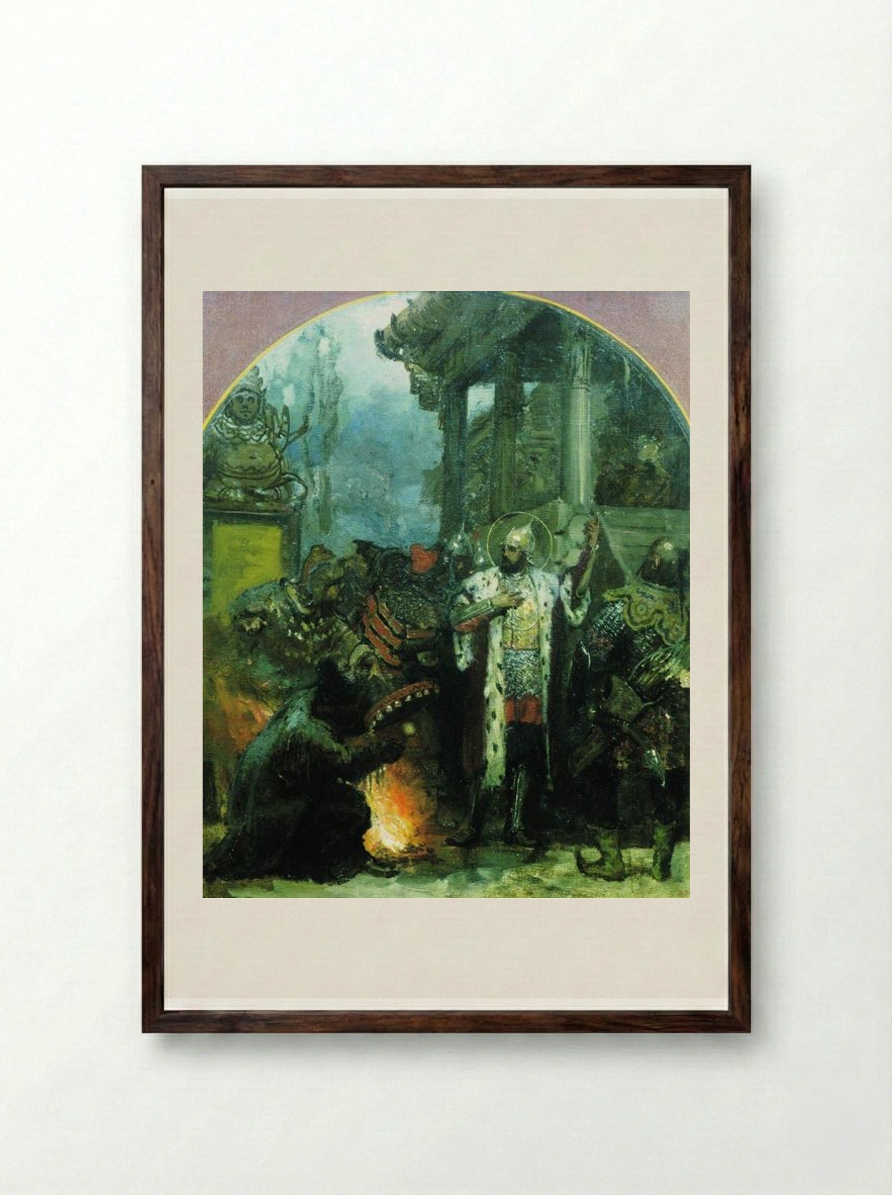 Prince Alexander Nevsky in the Golden Horde - Henryk Siemiradzki - Framed Print Dark Wood