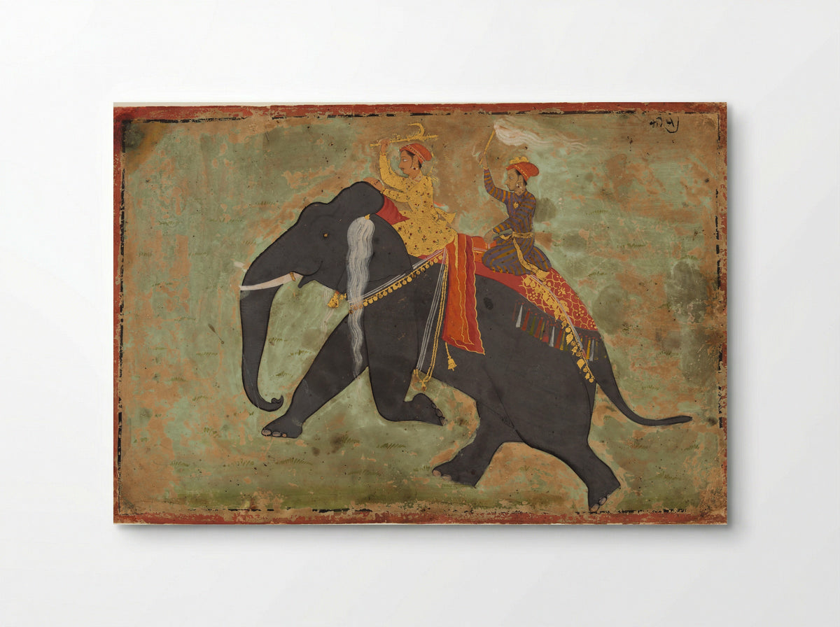 Prince Amar Singh Drives His Own Elephant - Mewar Stipple Master - Poster