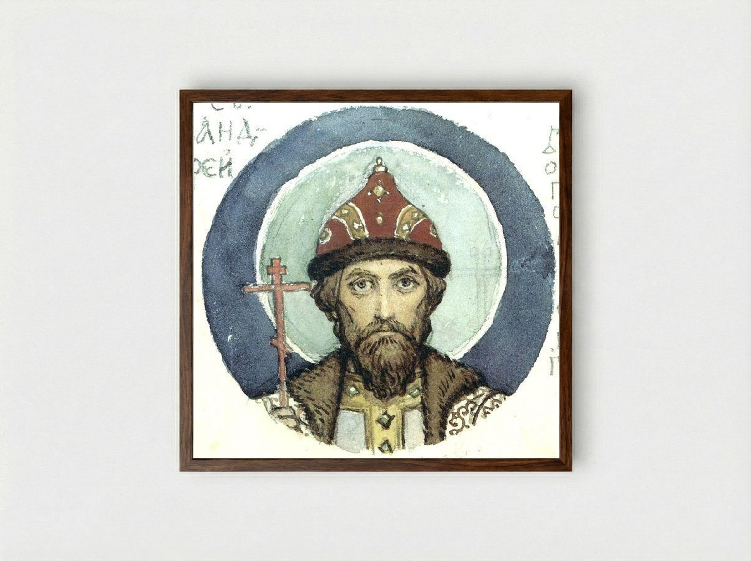 Prince Andrey Bogolyubsky - Viktor Vasnetsov - Framed Print Dark Wood