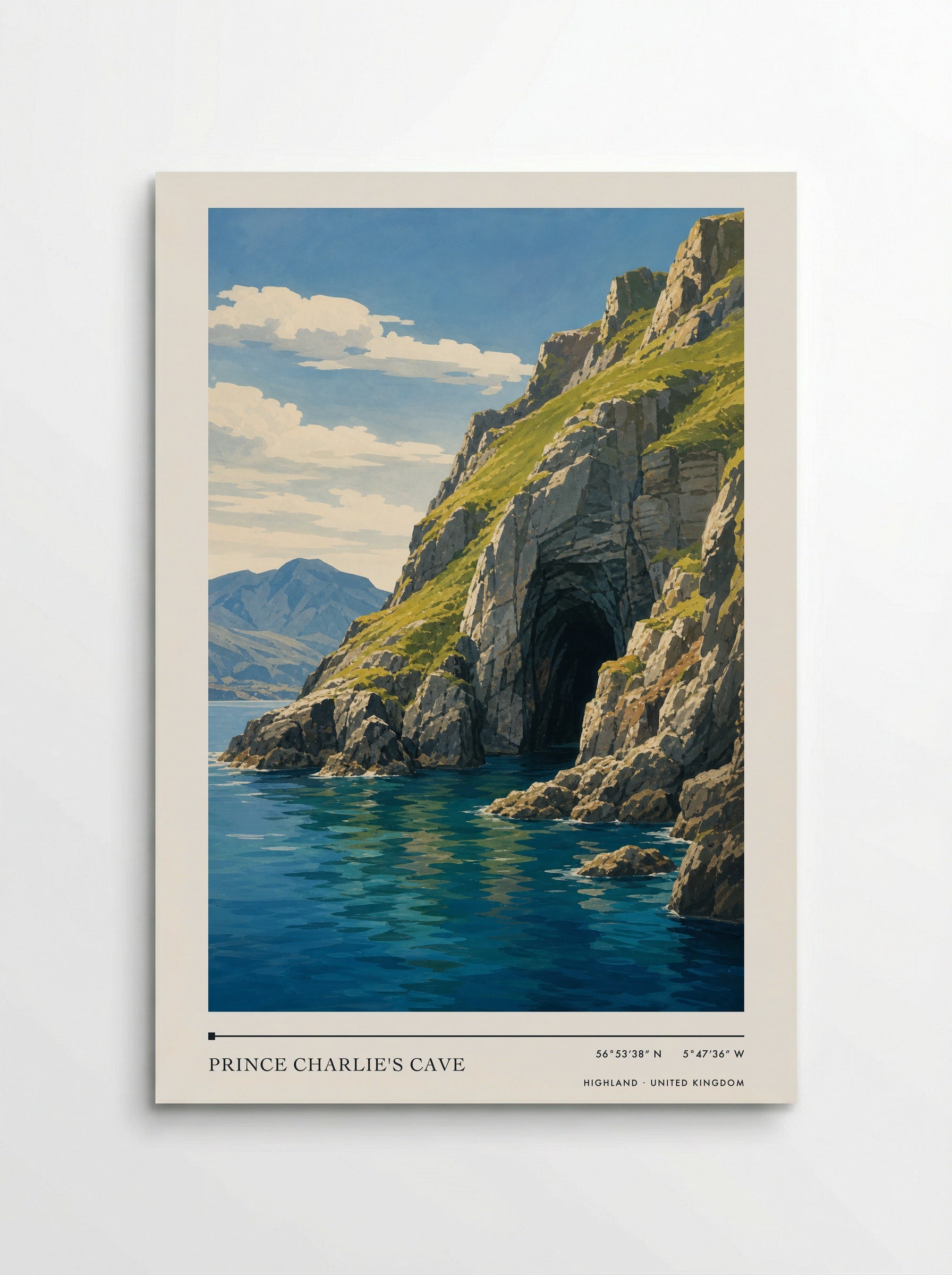 Prince Charlie's Cave Highland United Kingdom Travel Poster - Poster