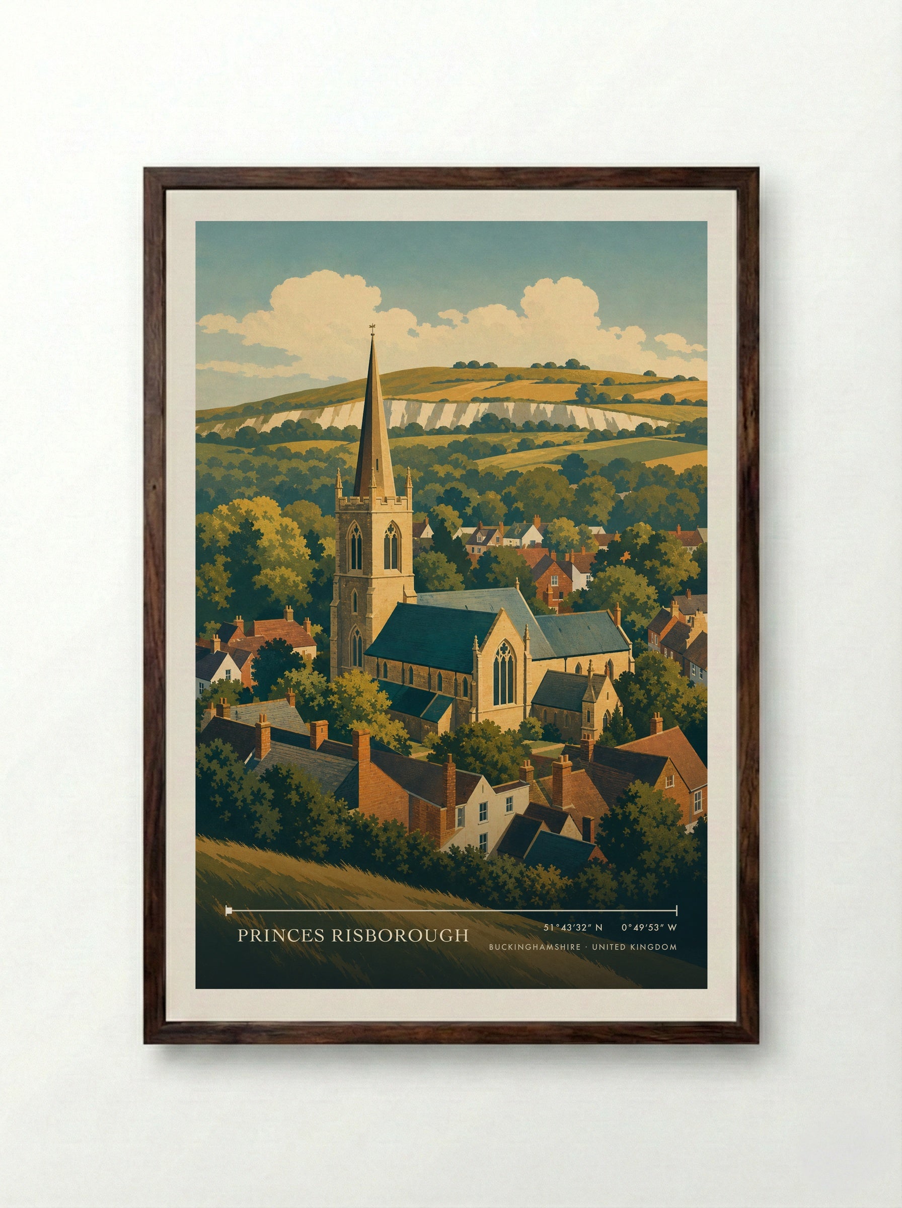 Princes Risborough Buckinghamshire United Kingdom Travel Poster - Framed Print Dark Wood