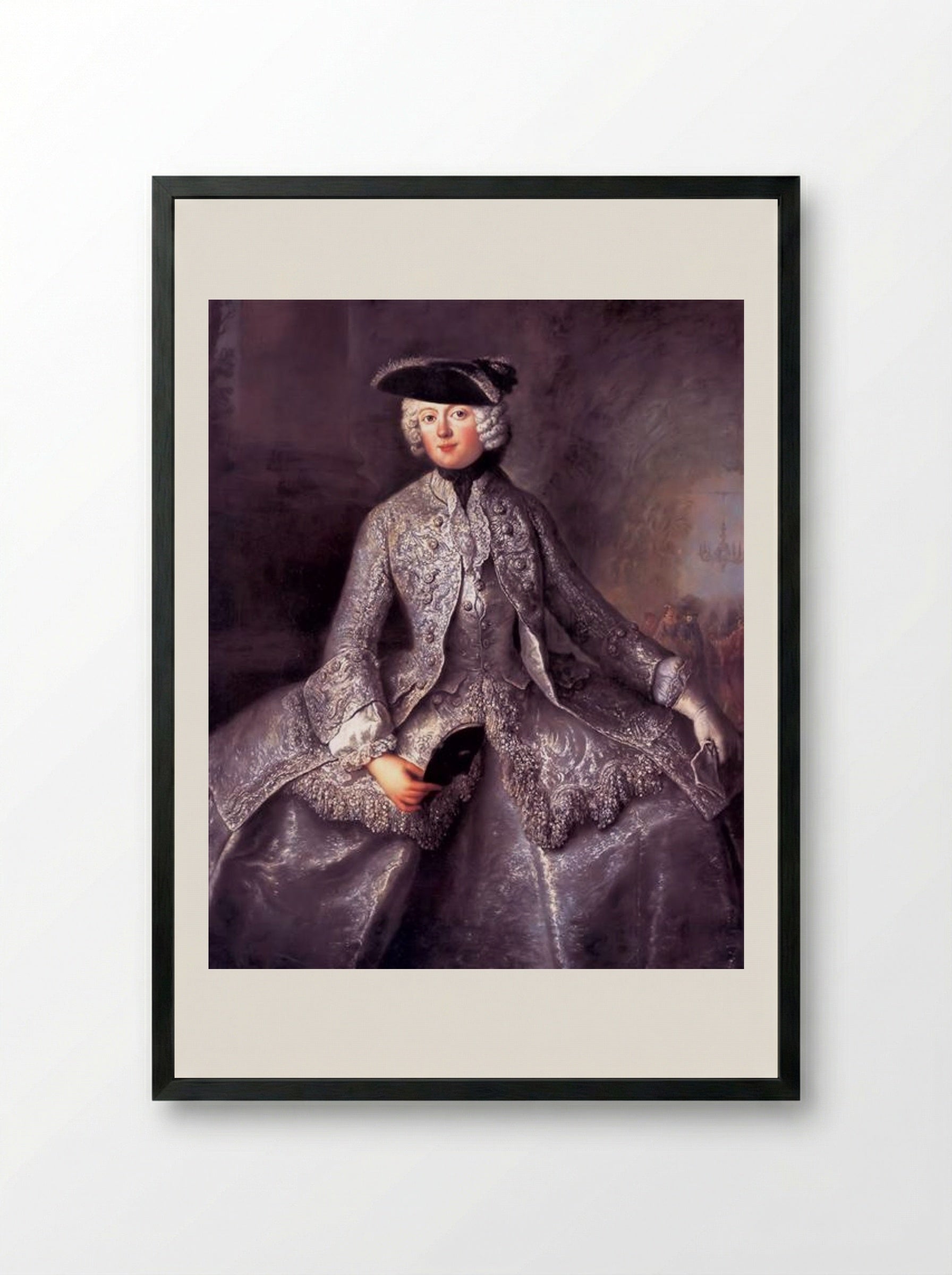 Princess Amalia of Prussia as an Amazon - Antoine Pesne - Framed Print Black