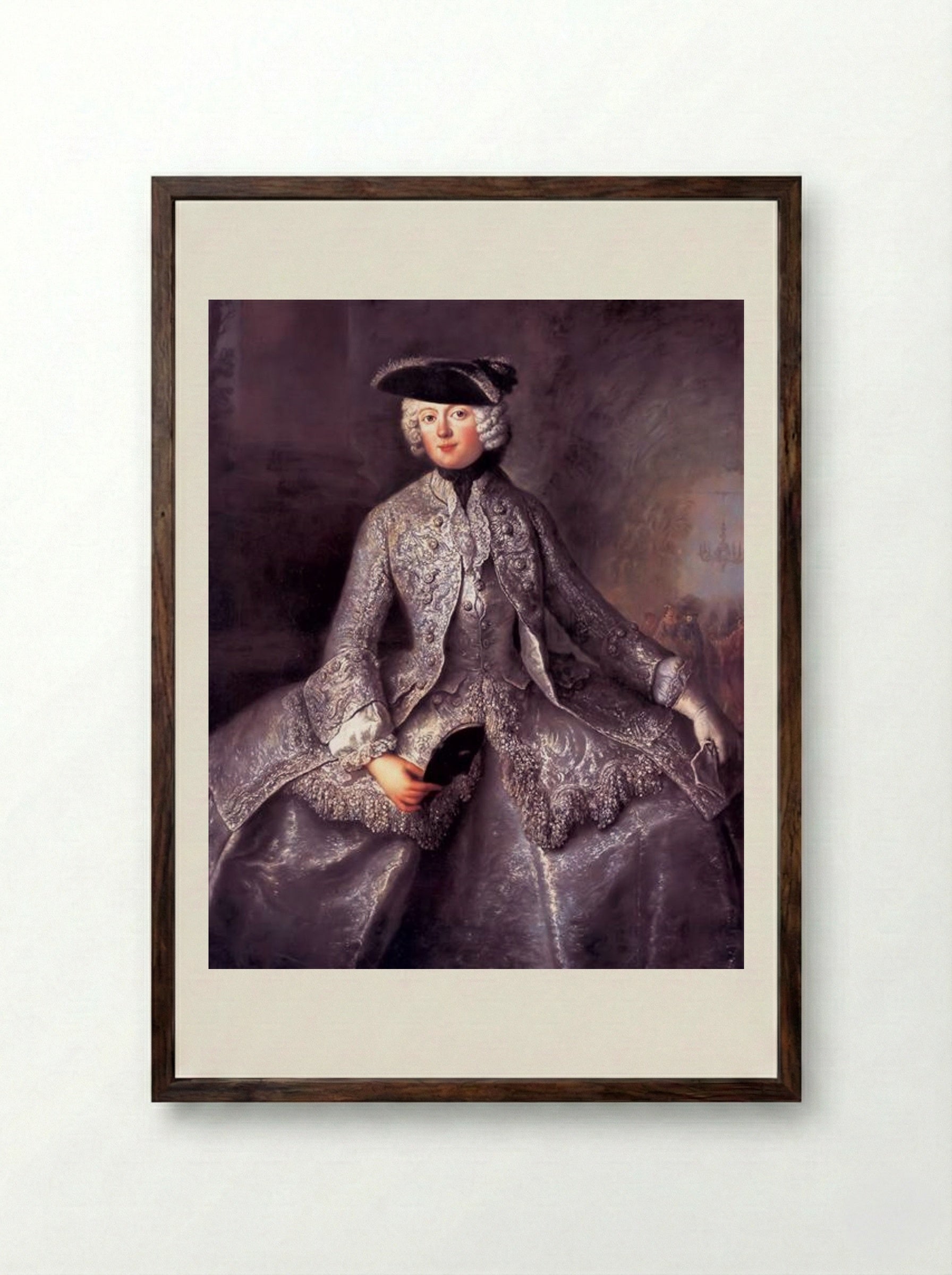 Princess Amalia of Prussia as an Amazon - Antoine Pesne - Framed Print Dark Wood