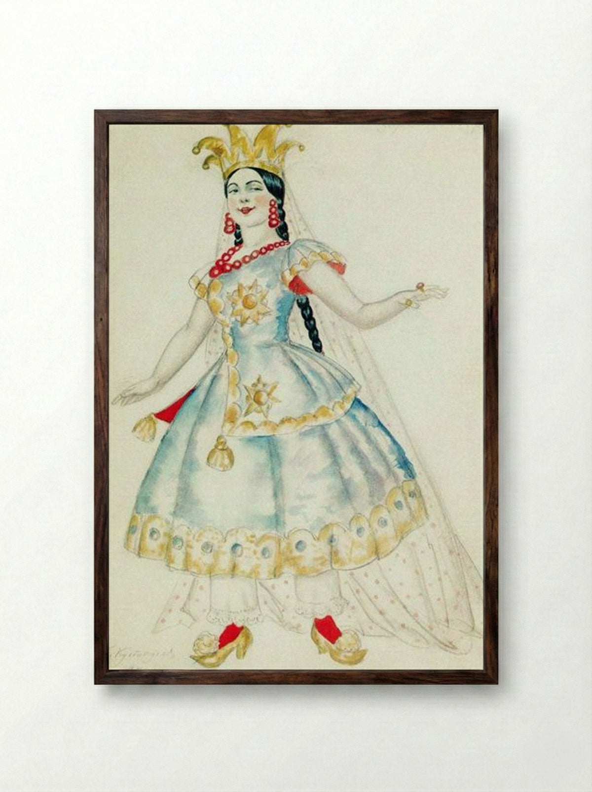 Princess Anfisa - Boris Kustodiev - Framed Print Dark Wood