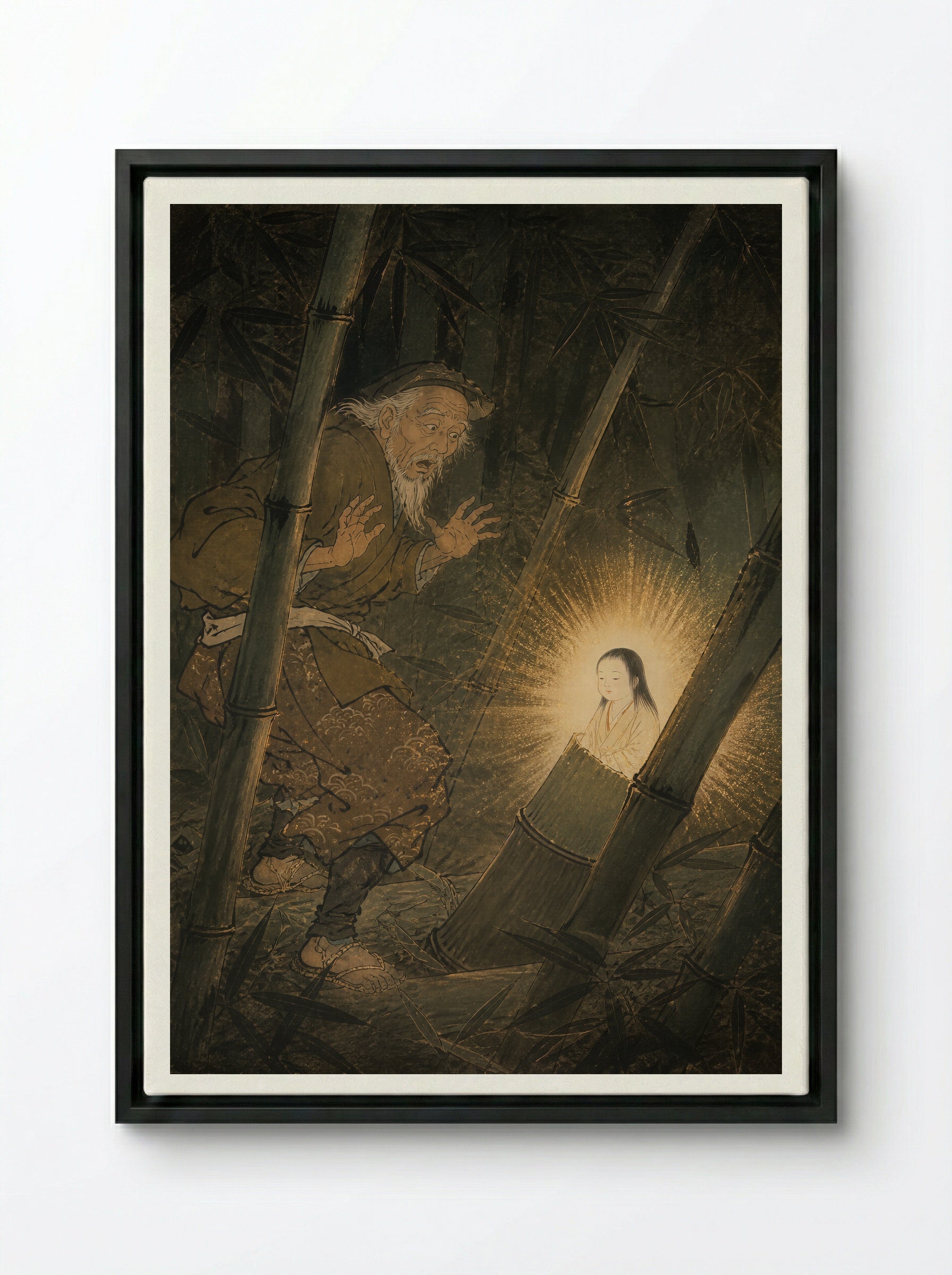 Princess Kaguya: The Light in Bamboo - Framed Canvas Black