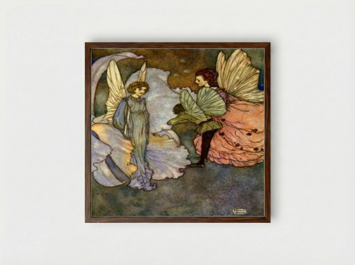 Princess Orchid's Party - Edmund Dulac - Framed Print Dark Wood