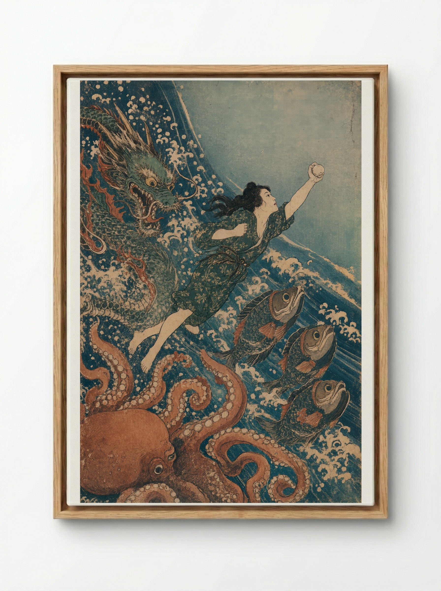 Princess Tamatori: The Dragon King's Pursuit - Framed Canvas Wood