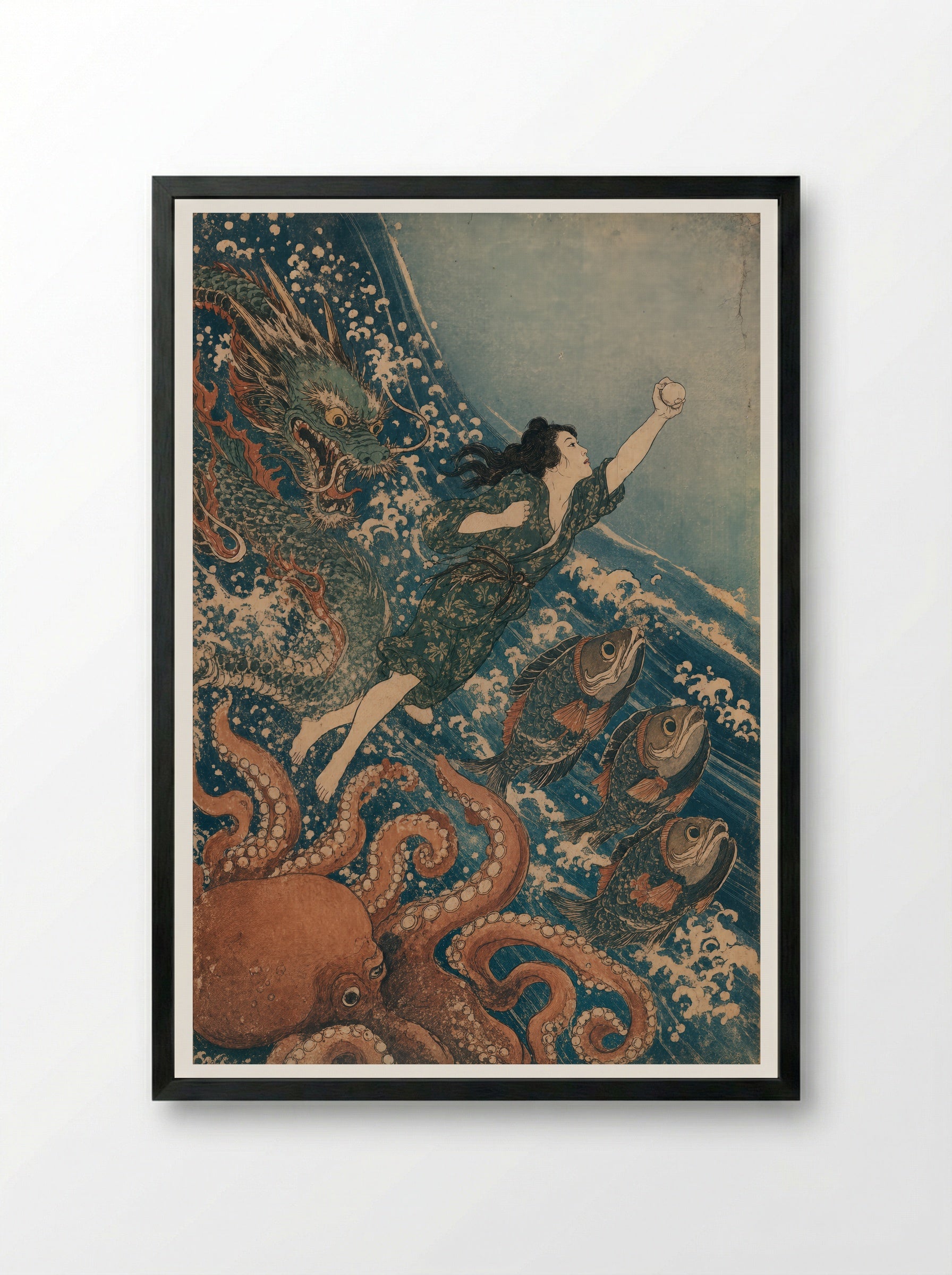 Princess Tamatori: The Dragon King's Pursuit - Framed Print Black