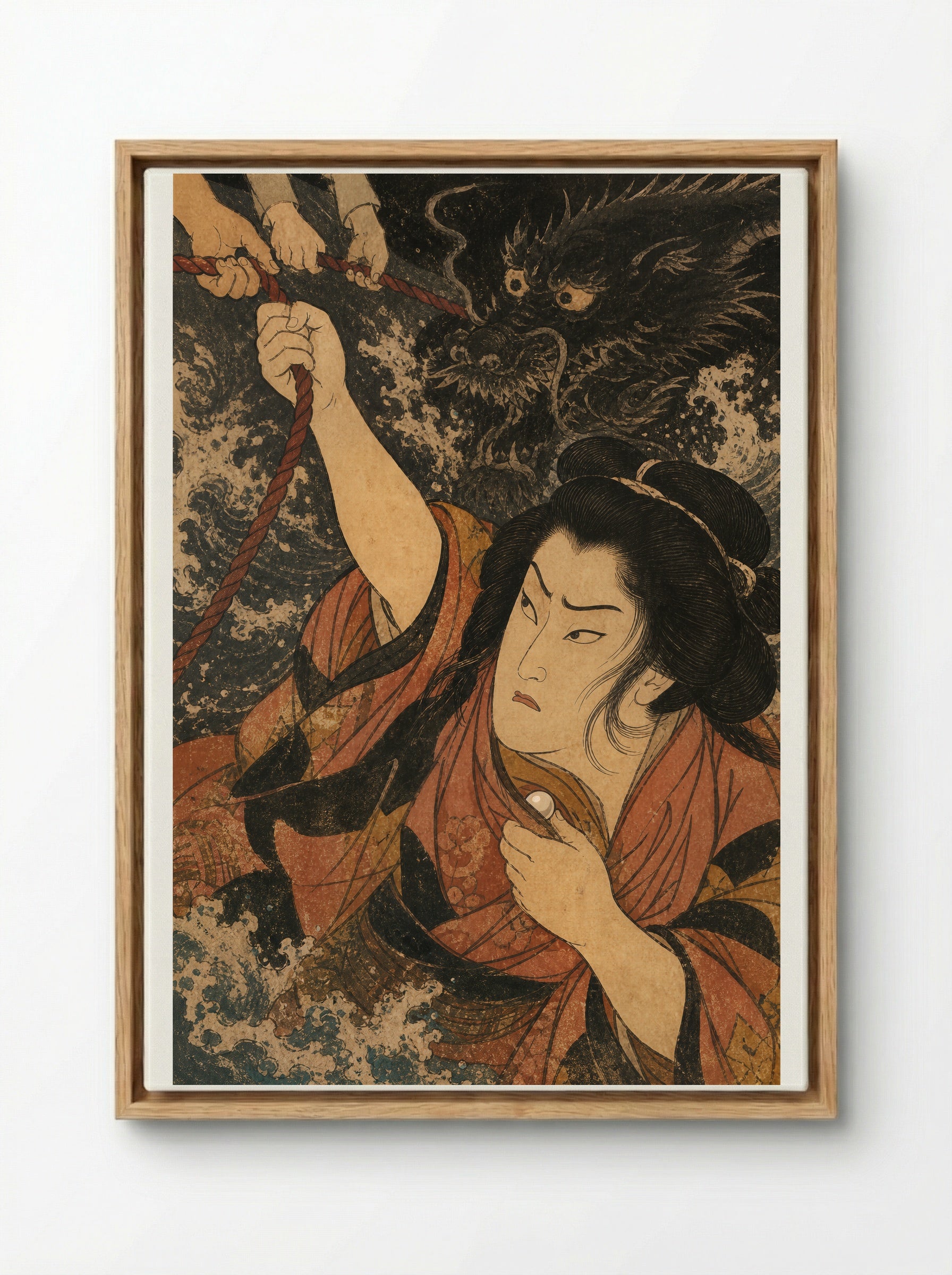 Princess Tamatori: The Jewel in Her Breast - Framed Canvas Wood