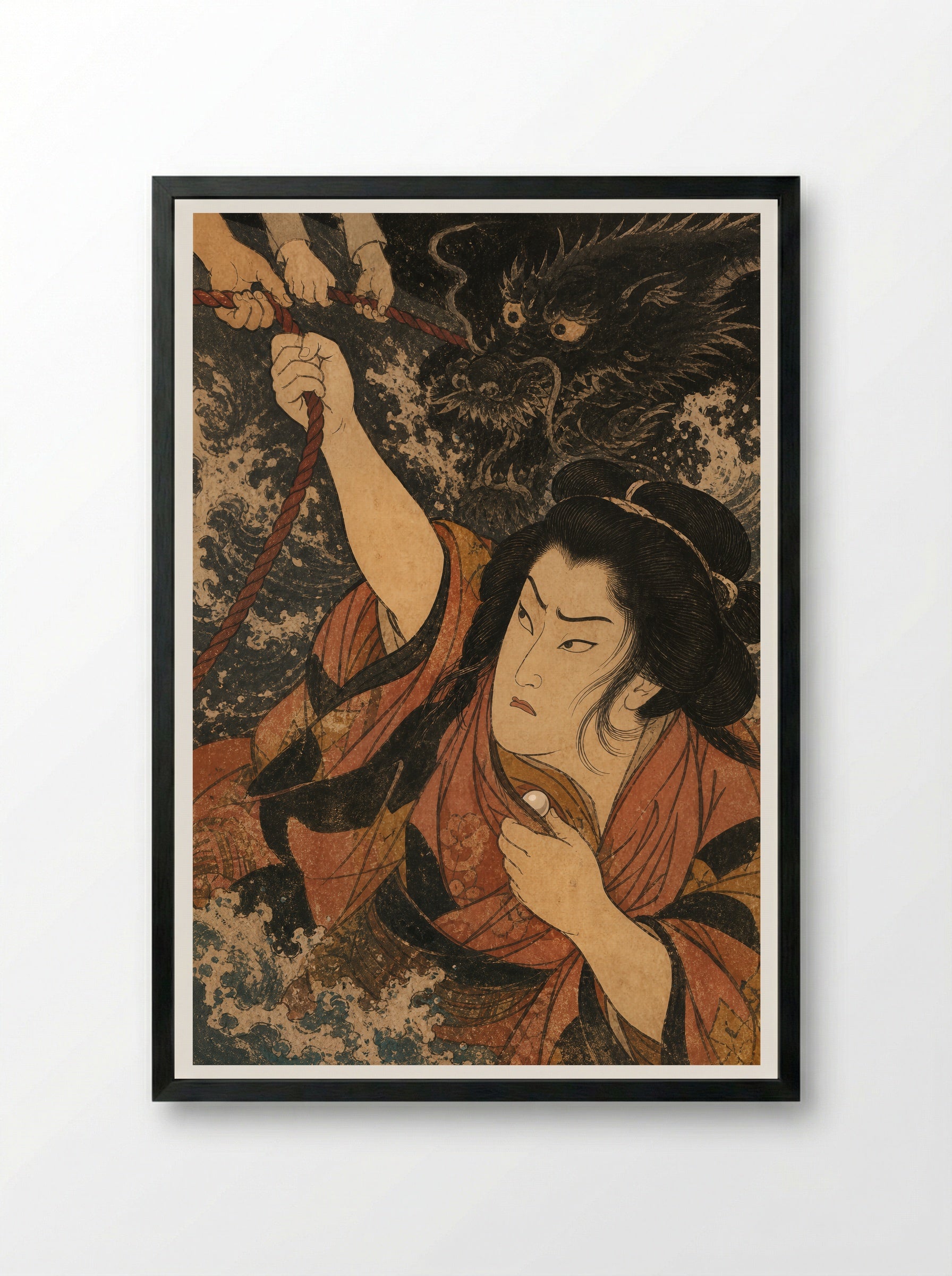 Princess Tamatori: The Jewel in Her Breast - Framed Print Black