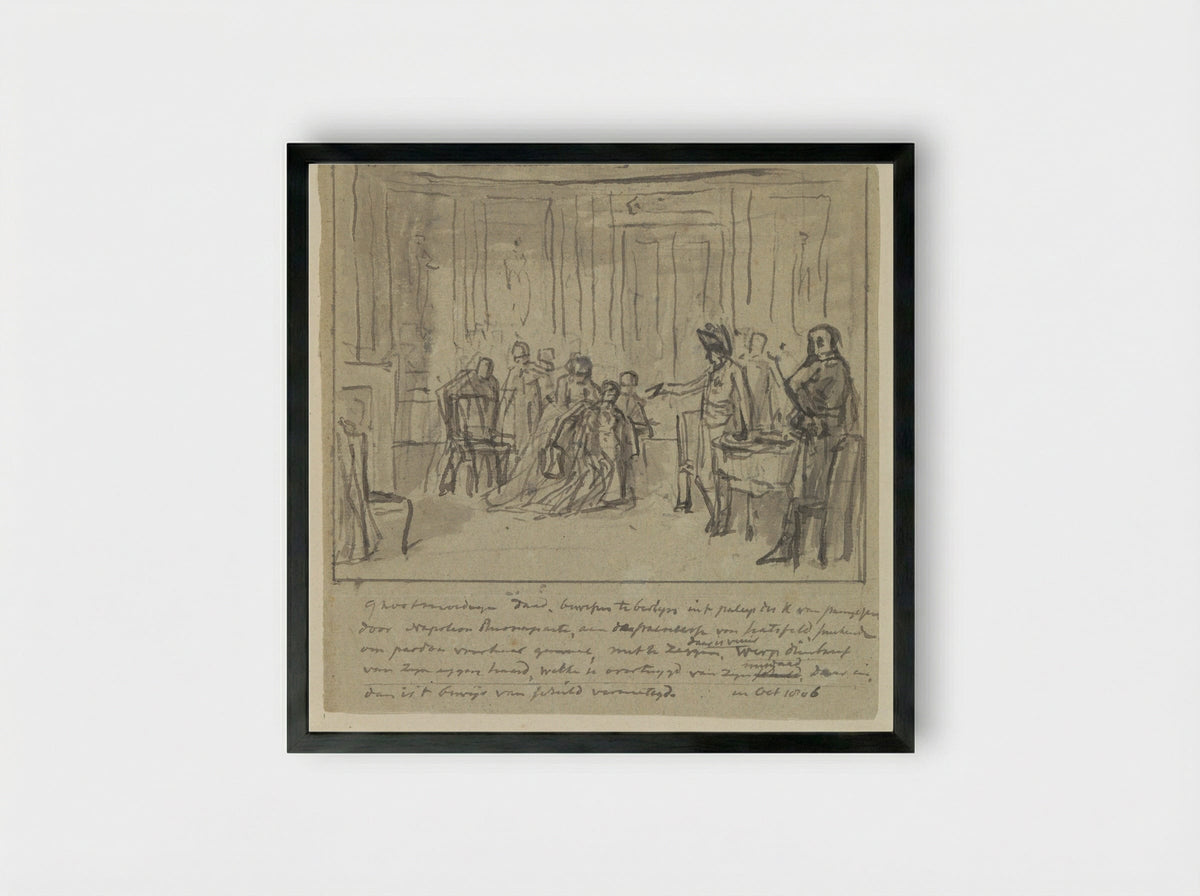 Princess of Hatzfeldt Pleading with Napoleon Bonaparte for Her Husband's Life - Jurriaan Andriessen - Framed Print Black