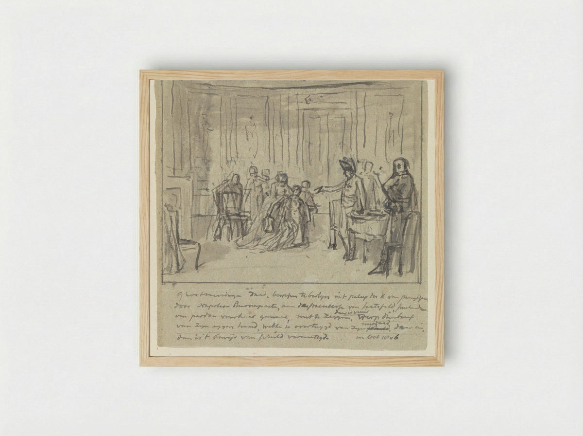 Princess of Hatzfeldt Pleading with Napoleon Bonaparte for Her Husband's Life - Jurriaan Andriessen - Framed Print Wood