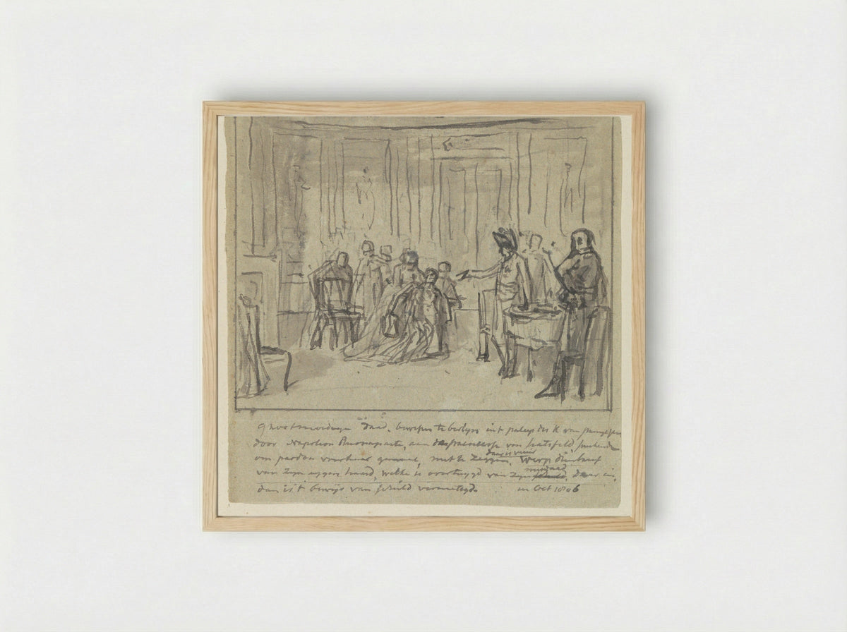 Princess of Hatzfeldt Pleading with Napoleon Bonaparte for Her Husband's Life - Jurriaan Andriessen - Framed Print Wood