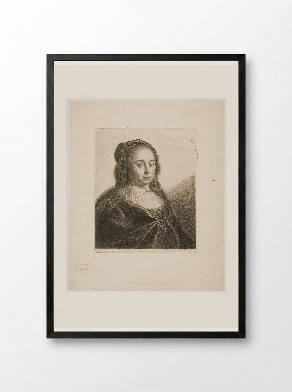 Princess of Orange - Georg Friedrich Schmidt - Framed Print Black