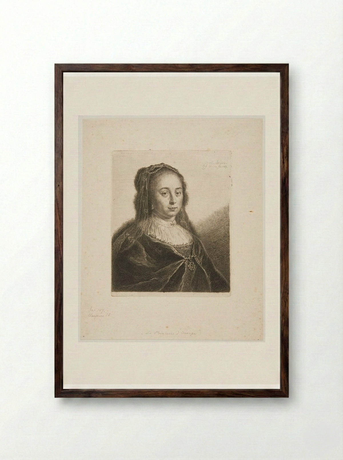 Princess of Orange - Georg Friedrich Schmidt - Framed Print Dark Wood