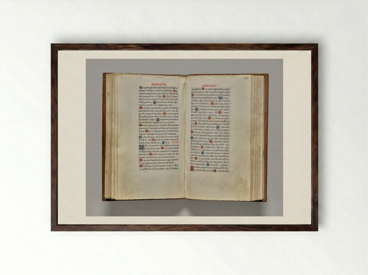 Printed Book of Hours (Use of Rome): fol. 66v - Guillaume Le Rouge - Framed Print Dark Wood