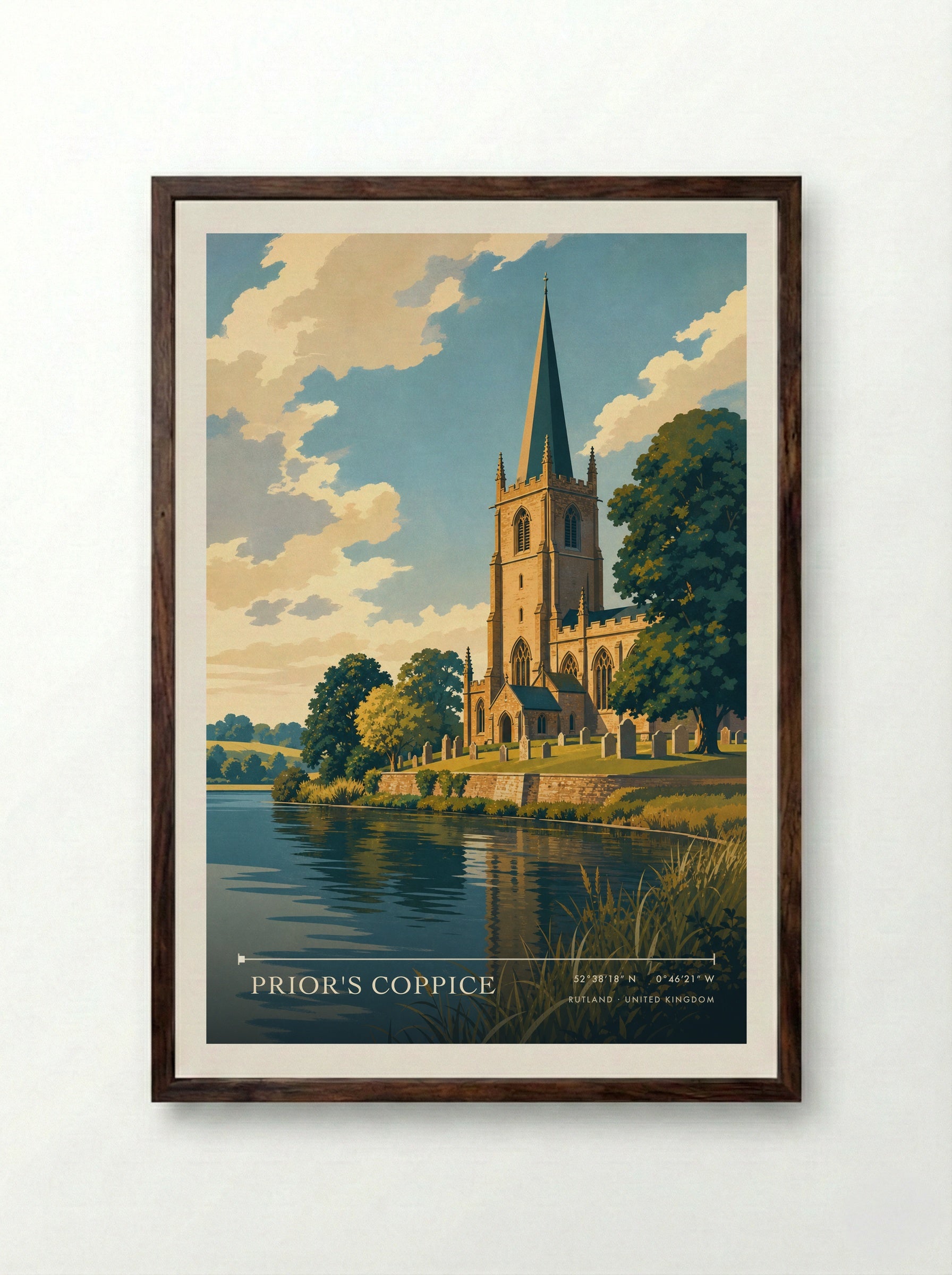 Prior's Coppice Rutland United Kingdom Travel Poster - Framed Print Dark Wood