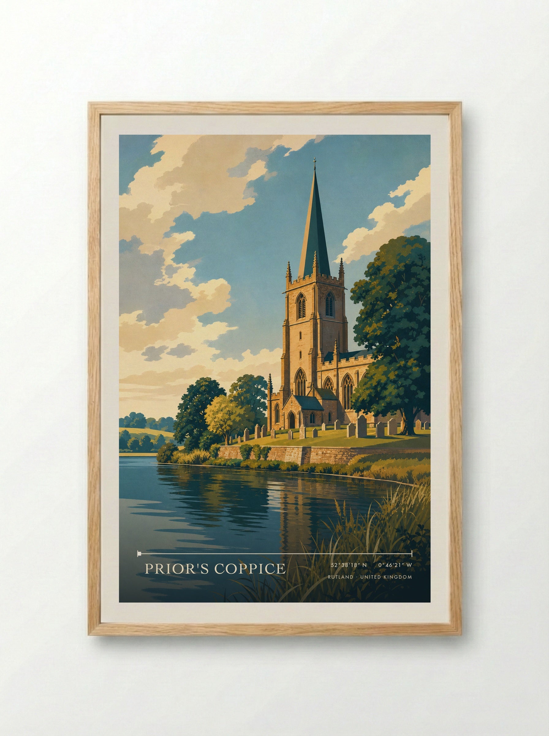 Prior's Coppice Rutland United Kingdom Travel Poster - Framed Print Wood