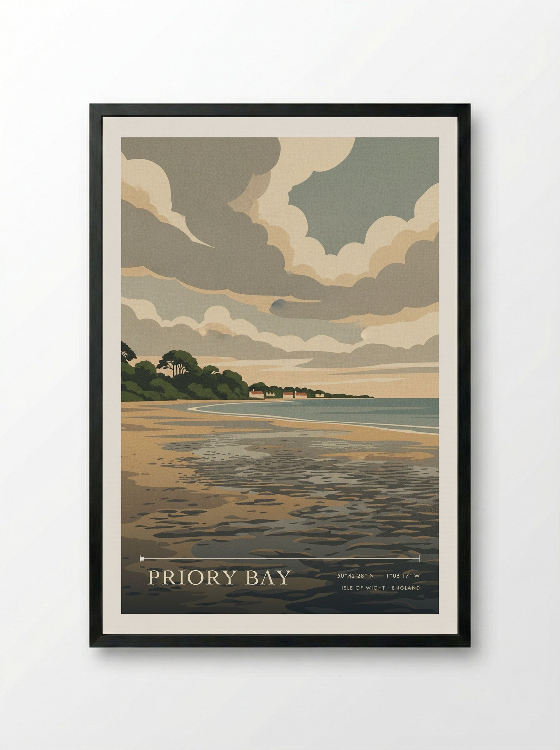 Priory Bay Isle of Wight England Travel Poster - Framed Print Black