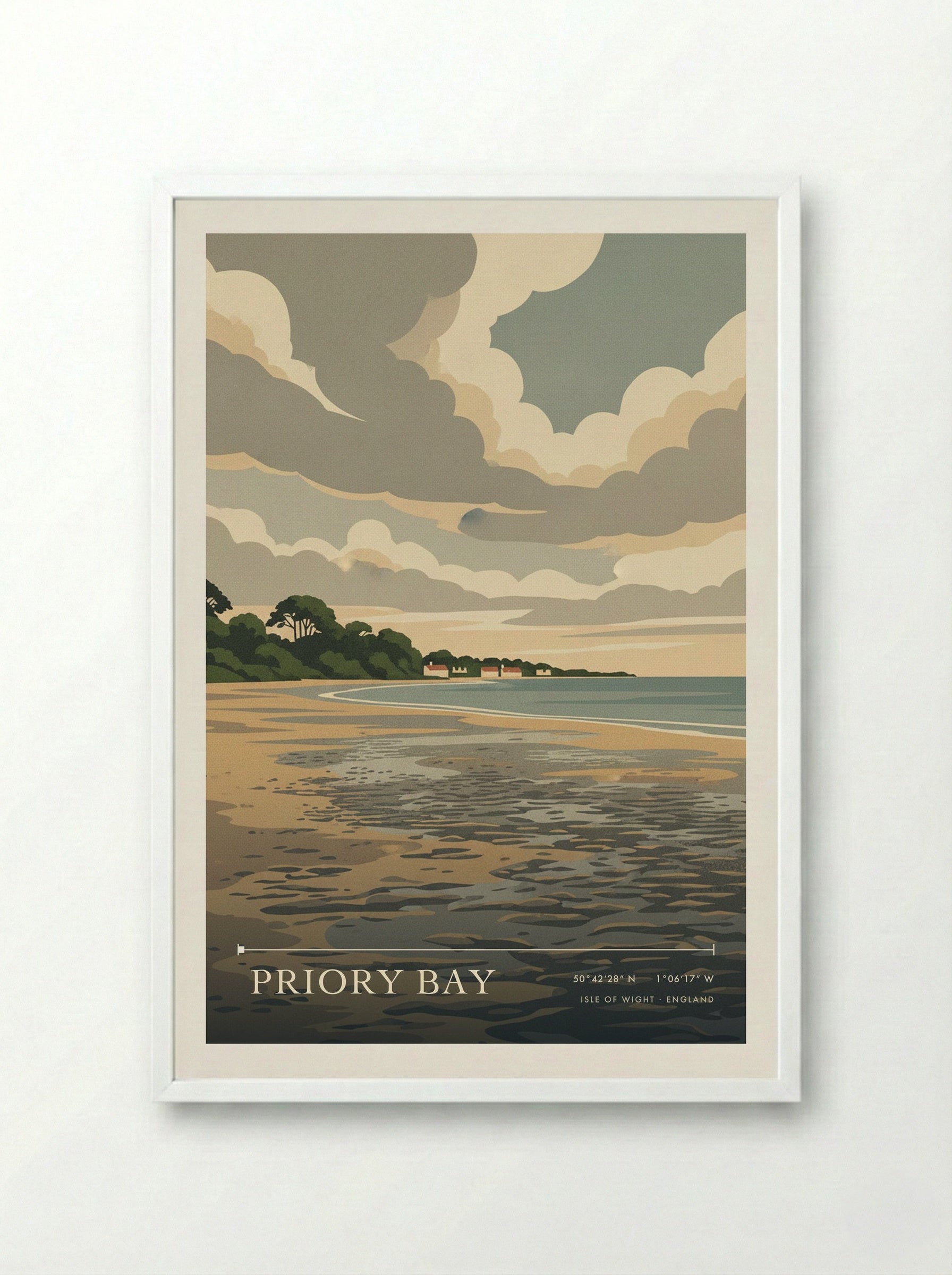 Priory Bay Isle of Wight England Travel Poster - Framed Print White