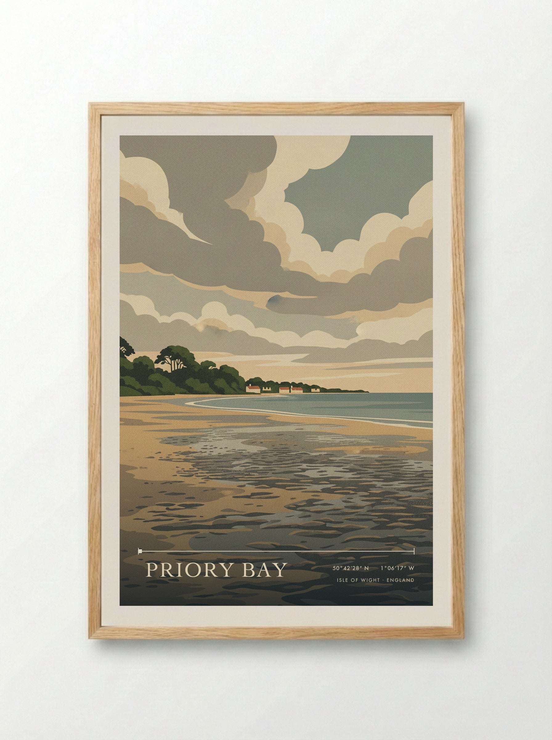 Priory Bay Isle of Wight England Travel Poster - Framed Print Wood