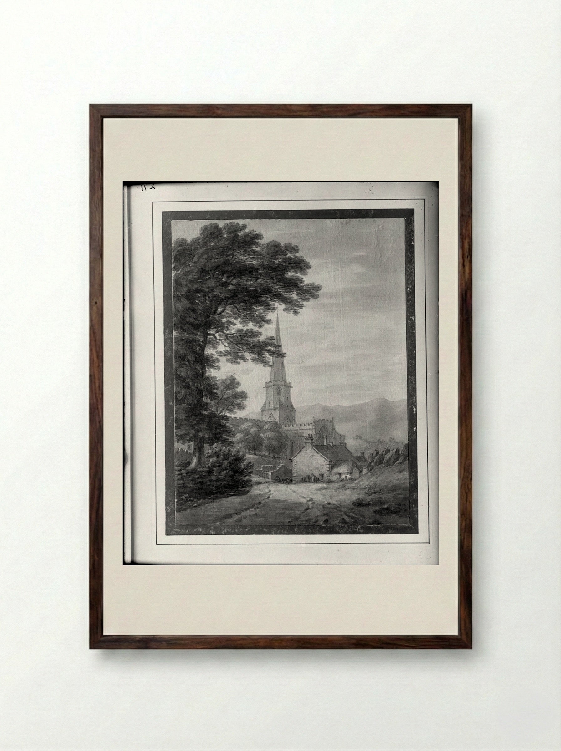 Pristwick Church - Thomas Hearne - Framed Print Dark Wood