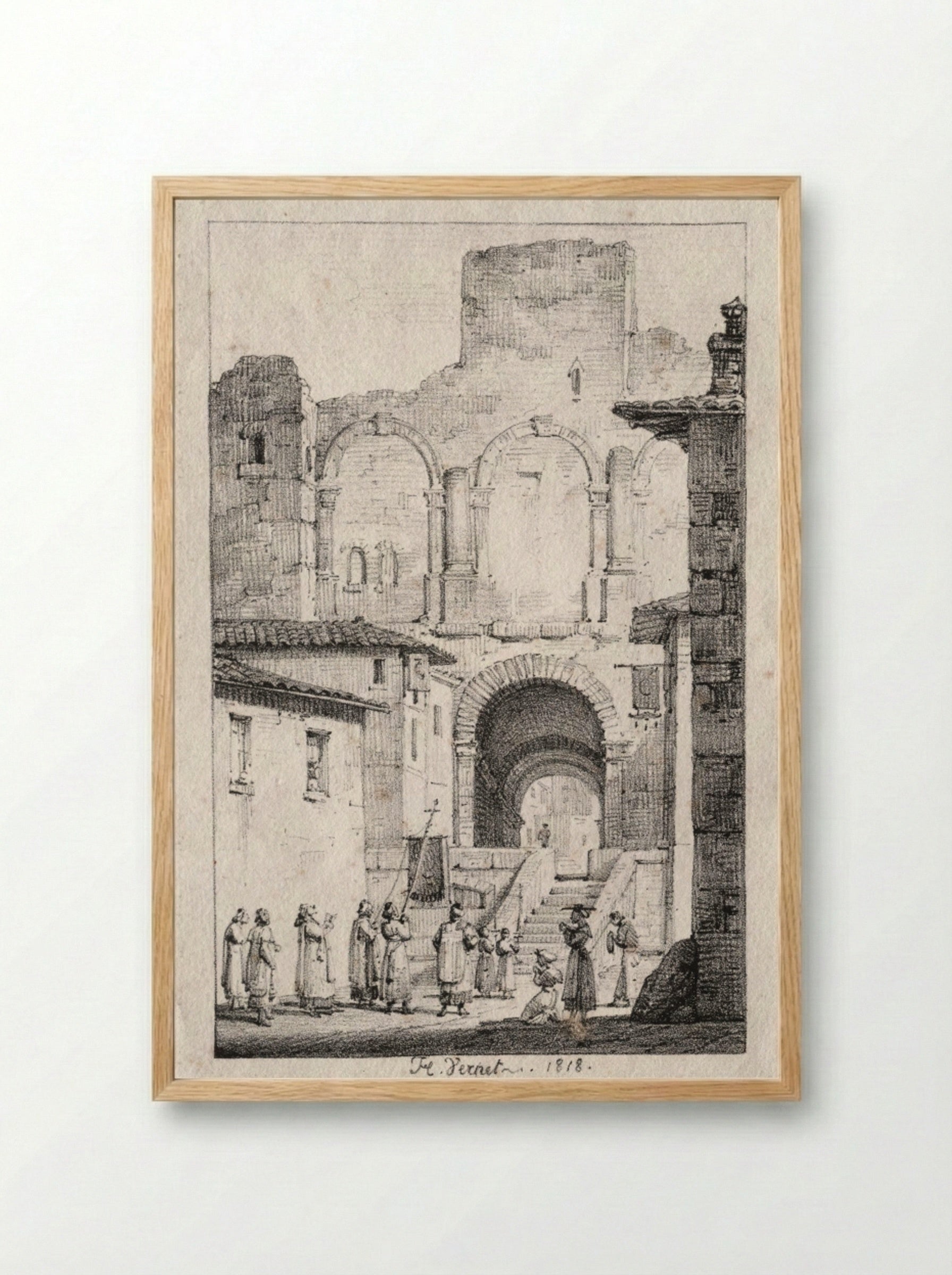 Procession at Arles - Horace Vernet - Framed Print Wood