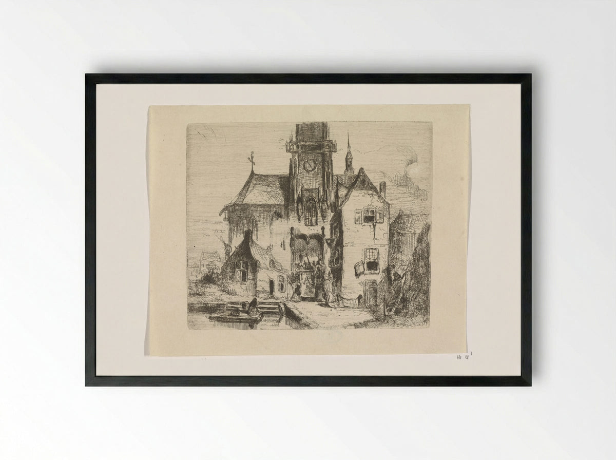 Procession in the Church Doorway - Petrus Marius Molijn - Framed Print Black