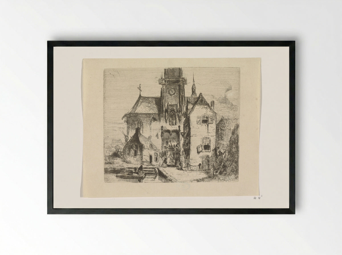 Procession in the Church Doorway - Petrus Marius Molijn - Framed Print Black