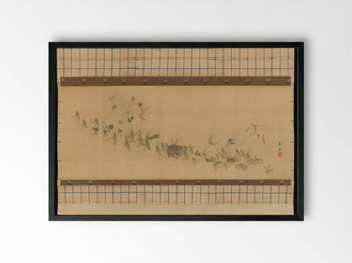 Procession of Insects - Nishiyama Kan'ei - Framed Print Black