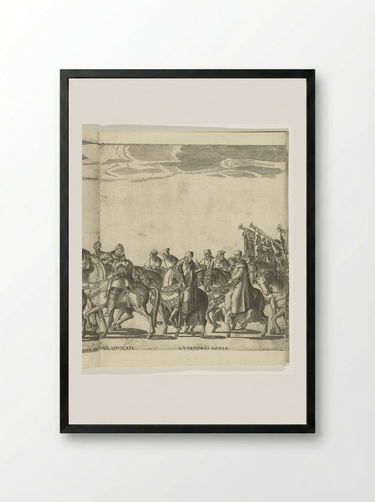 Procession of the Auditors of the Rota - Giovanni Battista Falda - Framed Print Black