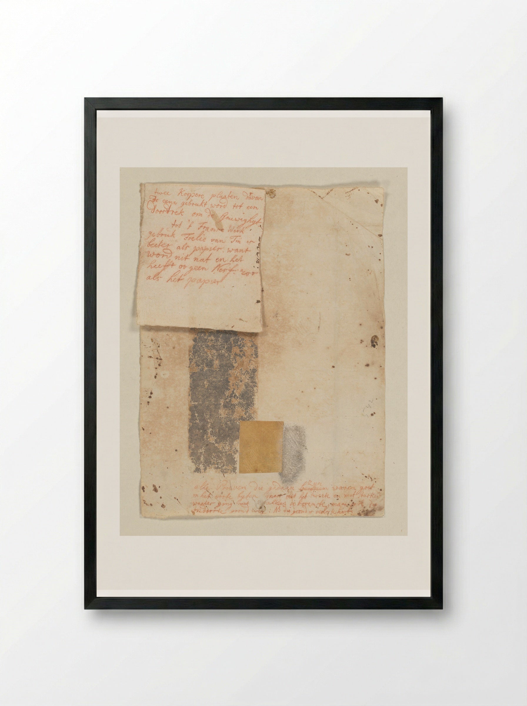 Proef van grafische techniek met verklarende tekst - Cornelis Ploos van Amstel - Framed Print Black