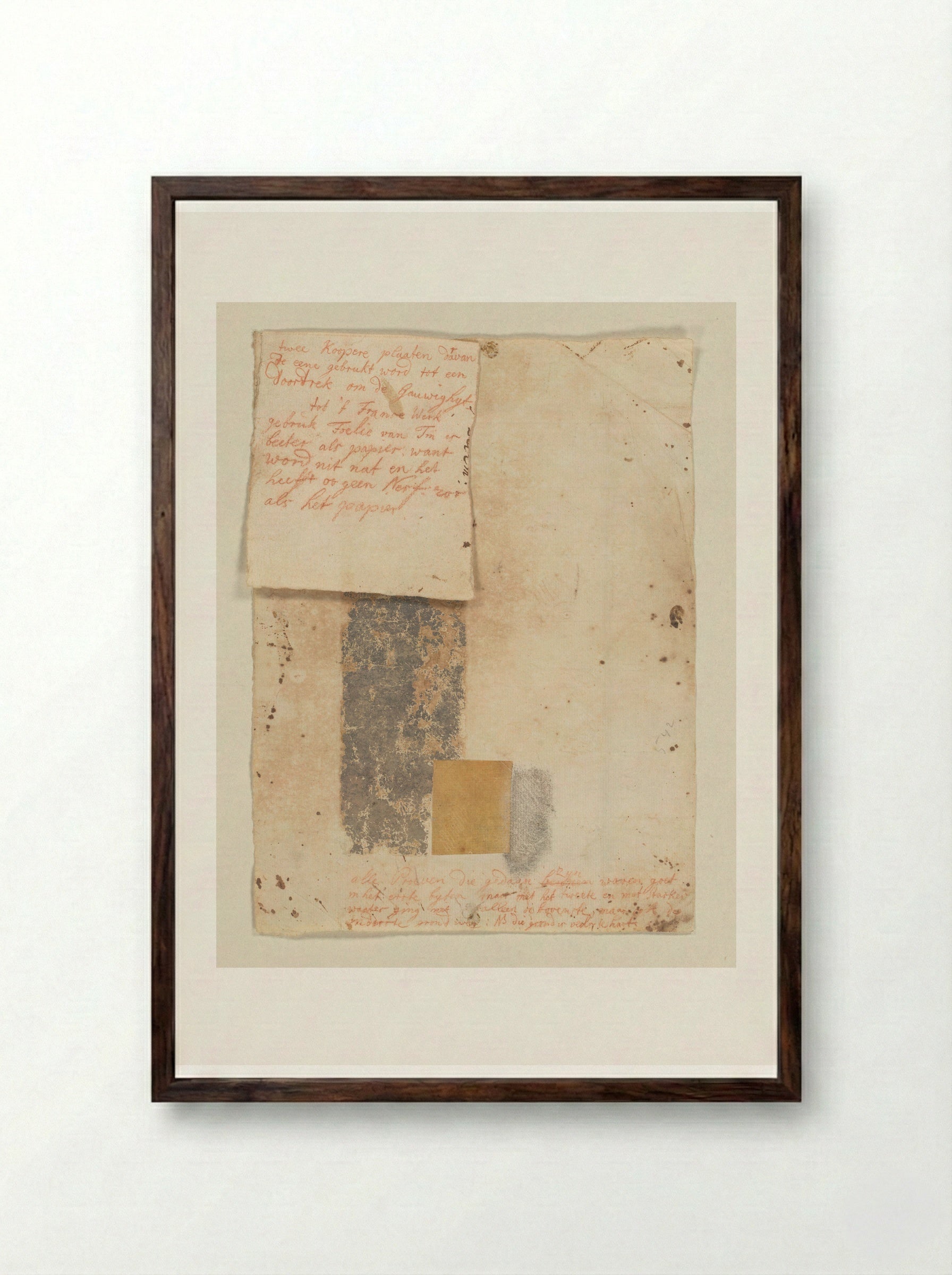 Proef van grafische techniek met verklarende tekst - Cornelis Ploos van Amstel - Framed Print Dark Wood