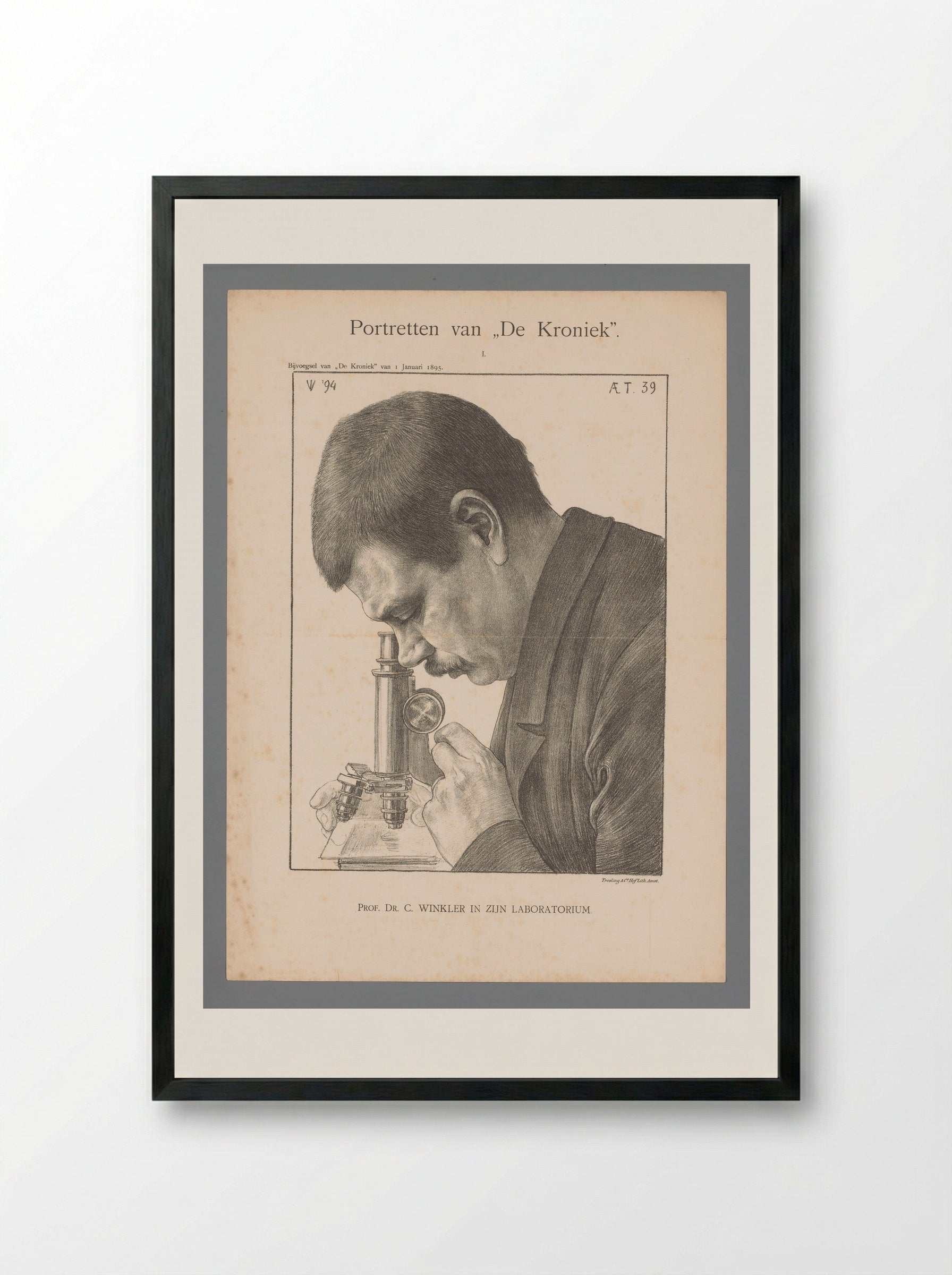 Prof. Dr. C. Winkler in zijn laboratorium - Jan Veth - Framed Print Black