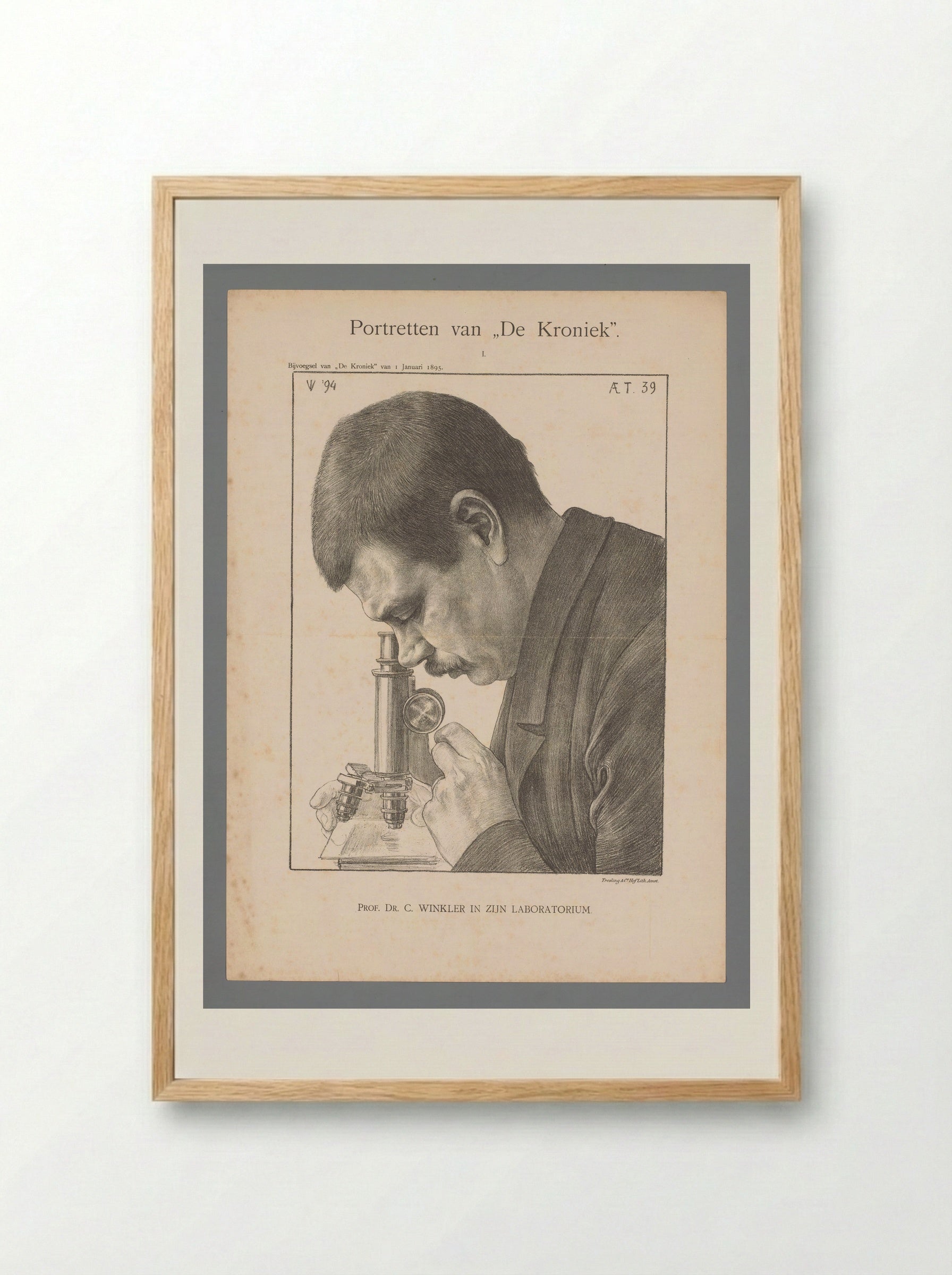 Prof. Dr. C. Winkler in zijn laboratorium - Jan Veth - Framed Print Wood