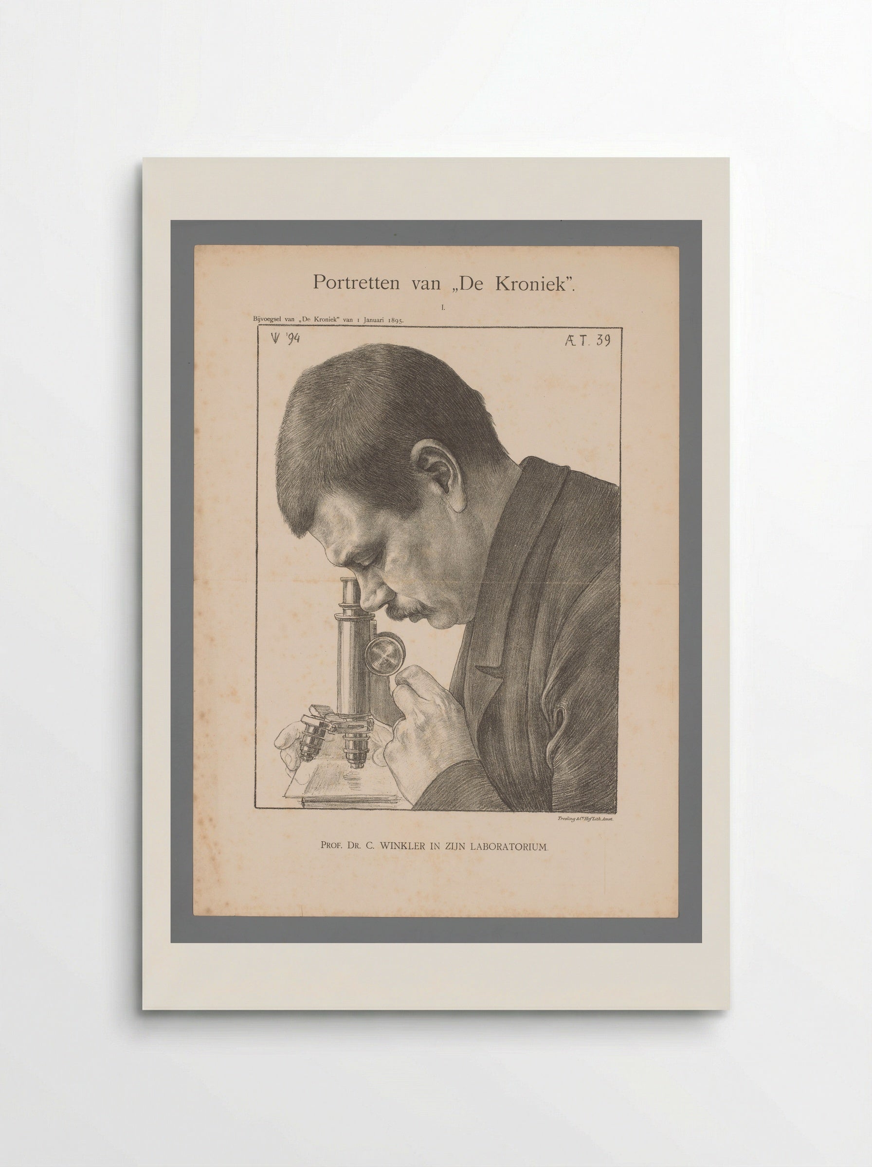 Prof. Dr. C. Winkler in zijn laboratorium - Jan Veth - Poster
