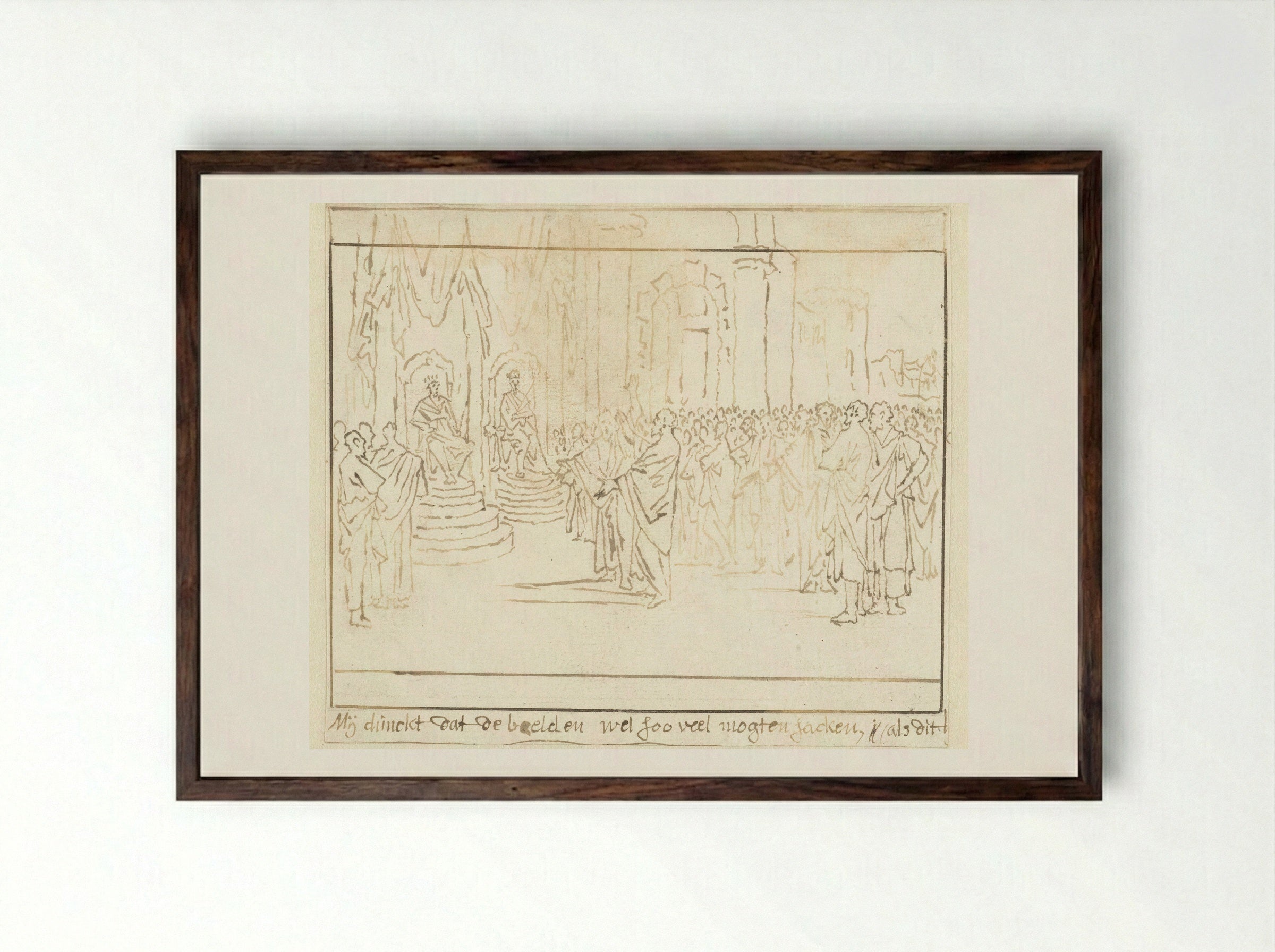 Profeet Micha voor de koningen Achab en Josaphat - Caspar Luyken - Framed Print Dark Wood