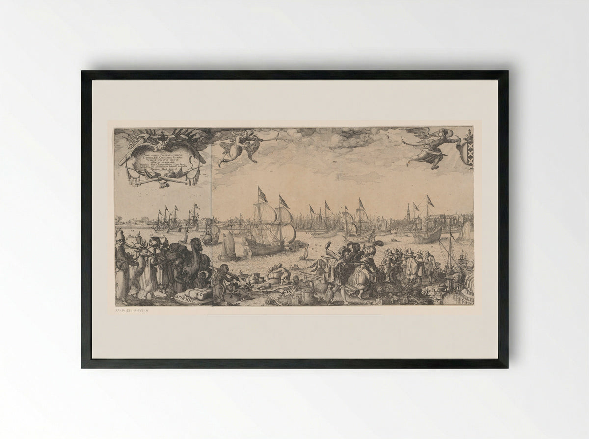 Profiel van Amsterdam, gezien vanaf het IJ (linkerdeel) - Pieter Bast - Framed Print Black