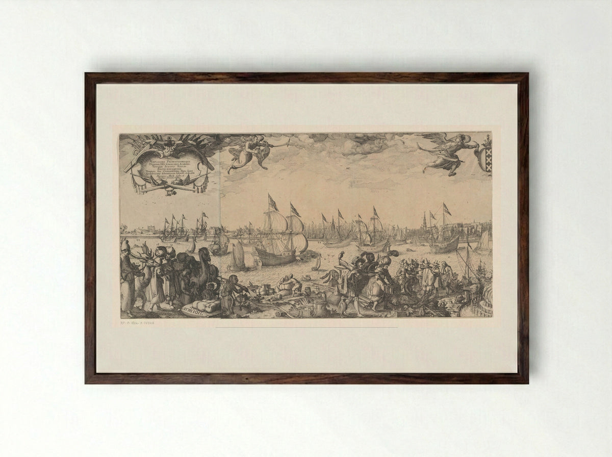 Profiel van Amsterdam, gezien vanaf het IJ (linkerdeel) - Pieter Bast - Framed Print Dark Wood