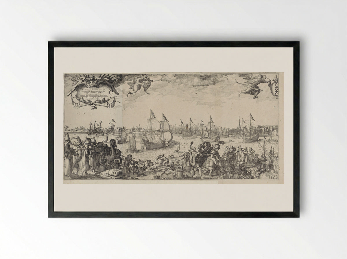 Profiel van Amsterdam, gezien vanaf het IJ - Pieter Bast - Framed Print Black