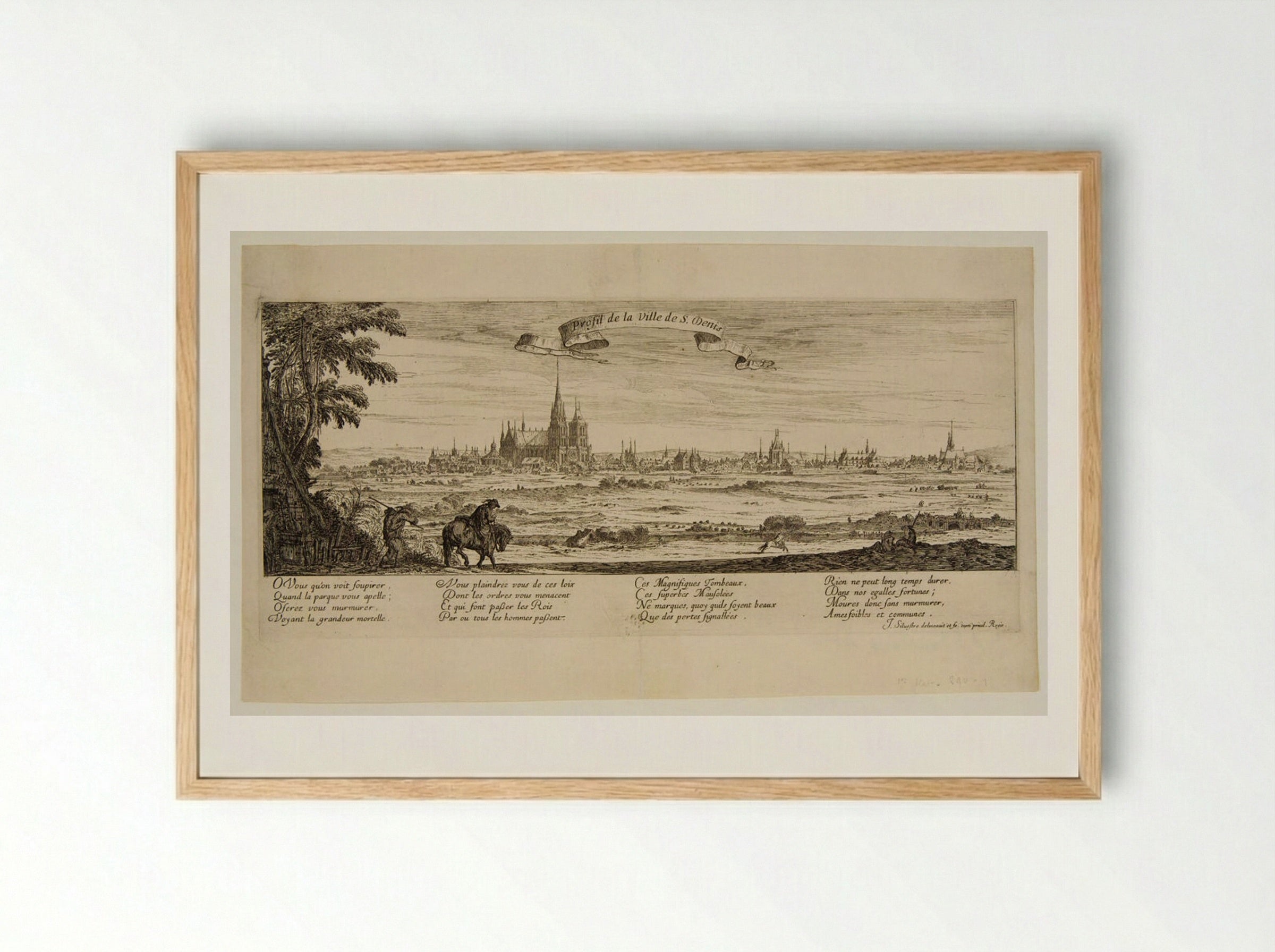 Profil de la Ville de S. Denis - Israël Silvestre - Framed Print Wood