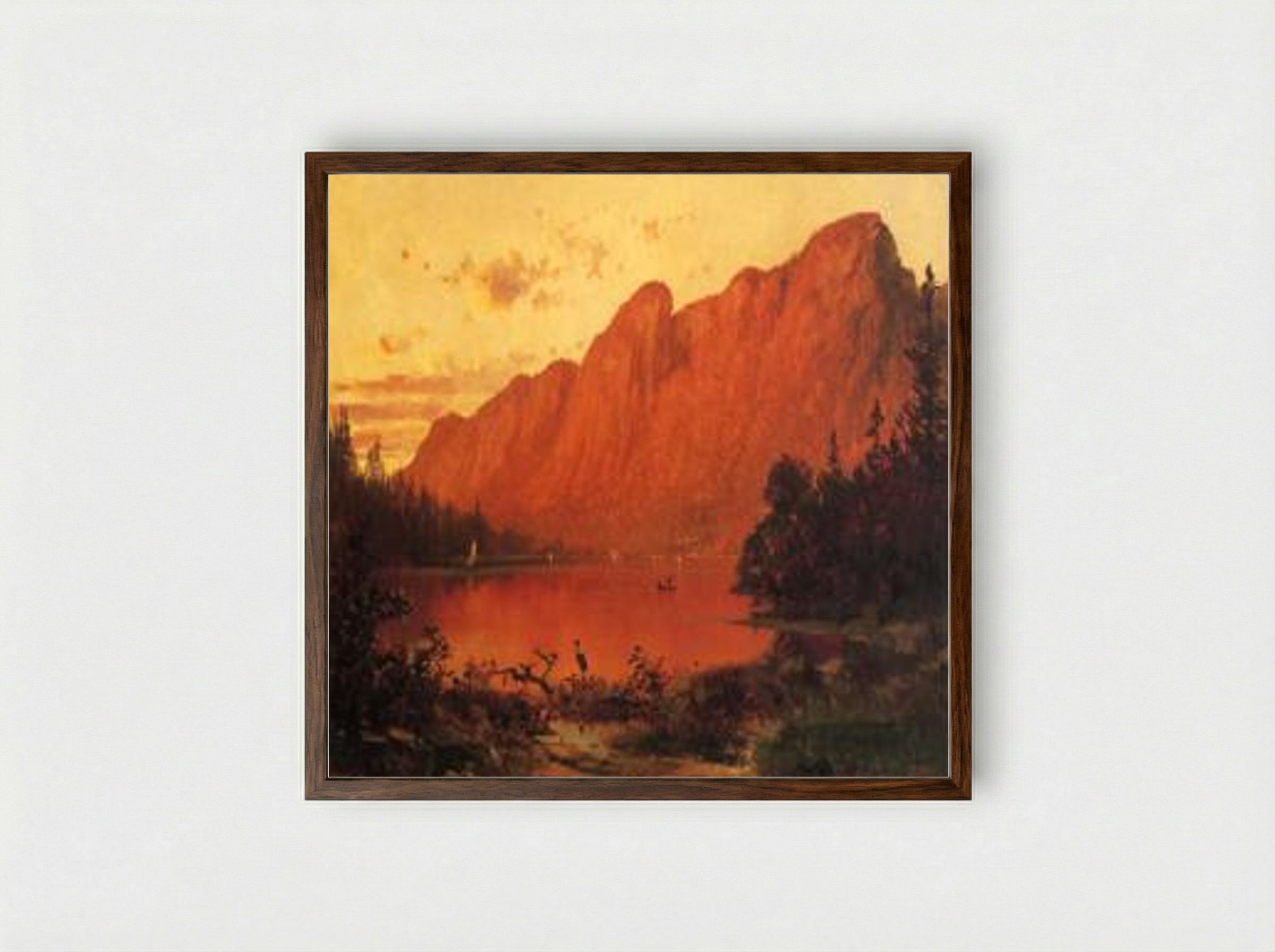 Profile Peak from Profile Lake, New Hampshire - Thomas Hill - Framed Print Dark Wood