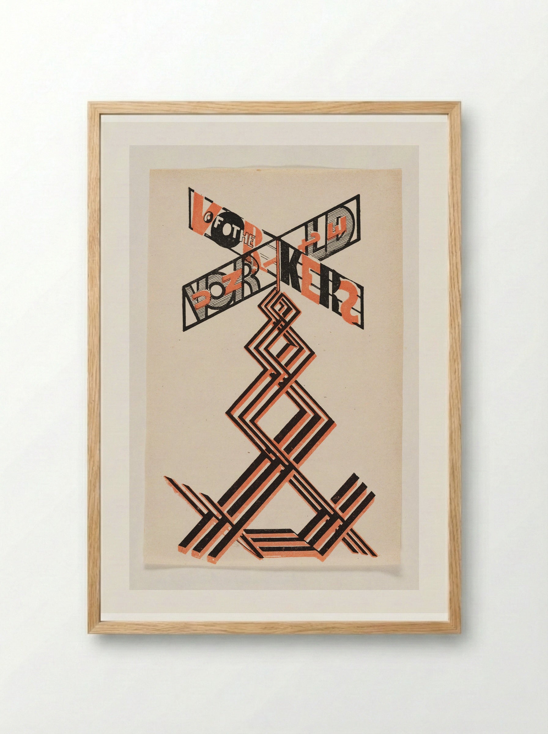 Project for an Agitational Construction for the Fourth Congress of the Comintern: Workers of the World Unite - Gustavs Klucis - Framed Print Wood