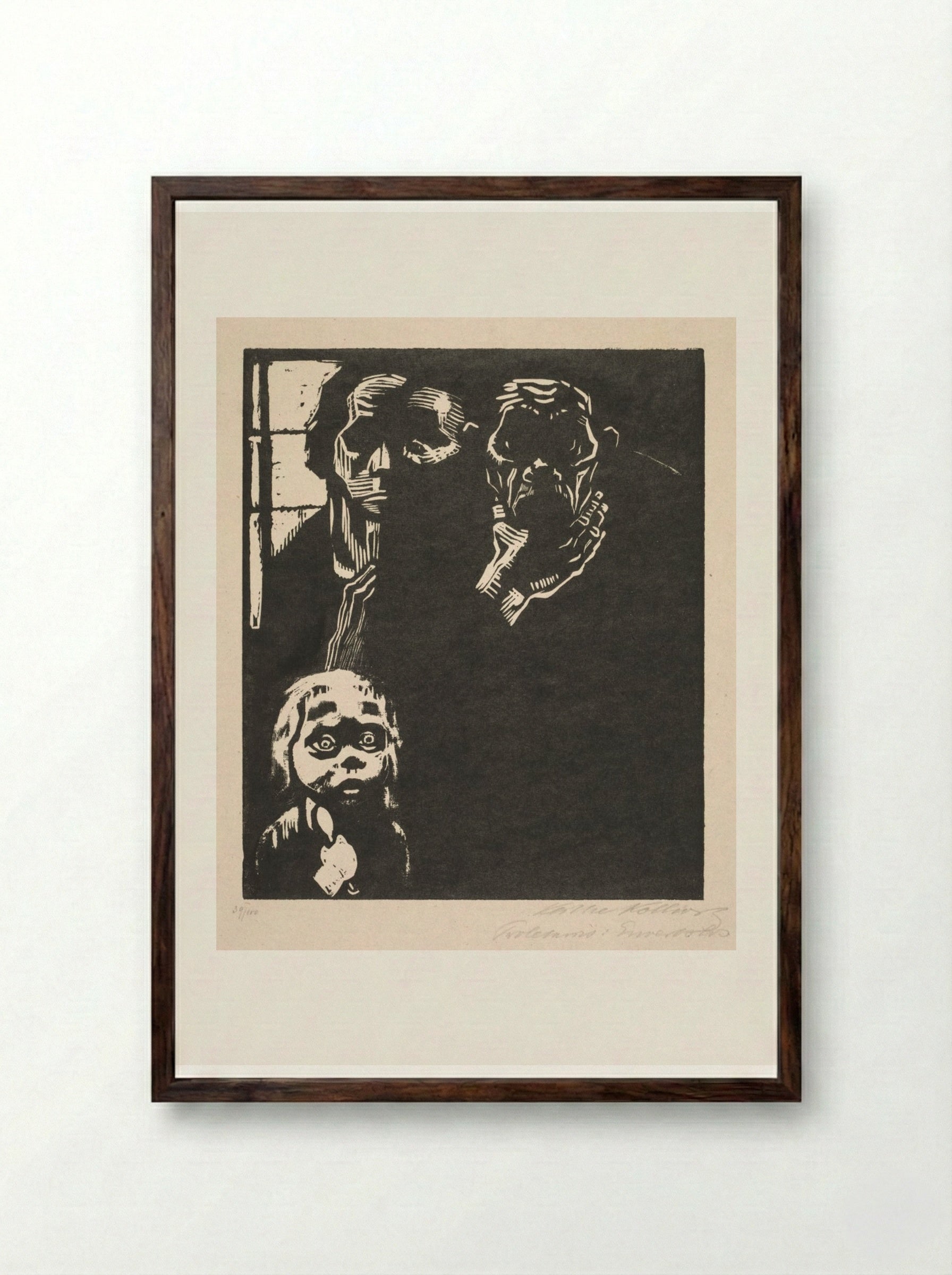 Proletariat: No. 1, Out of Work - Käthe Kollwitz - Framed Print Dark Wood